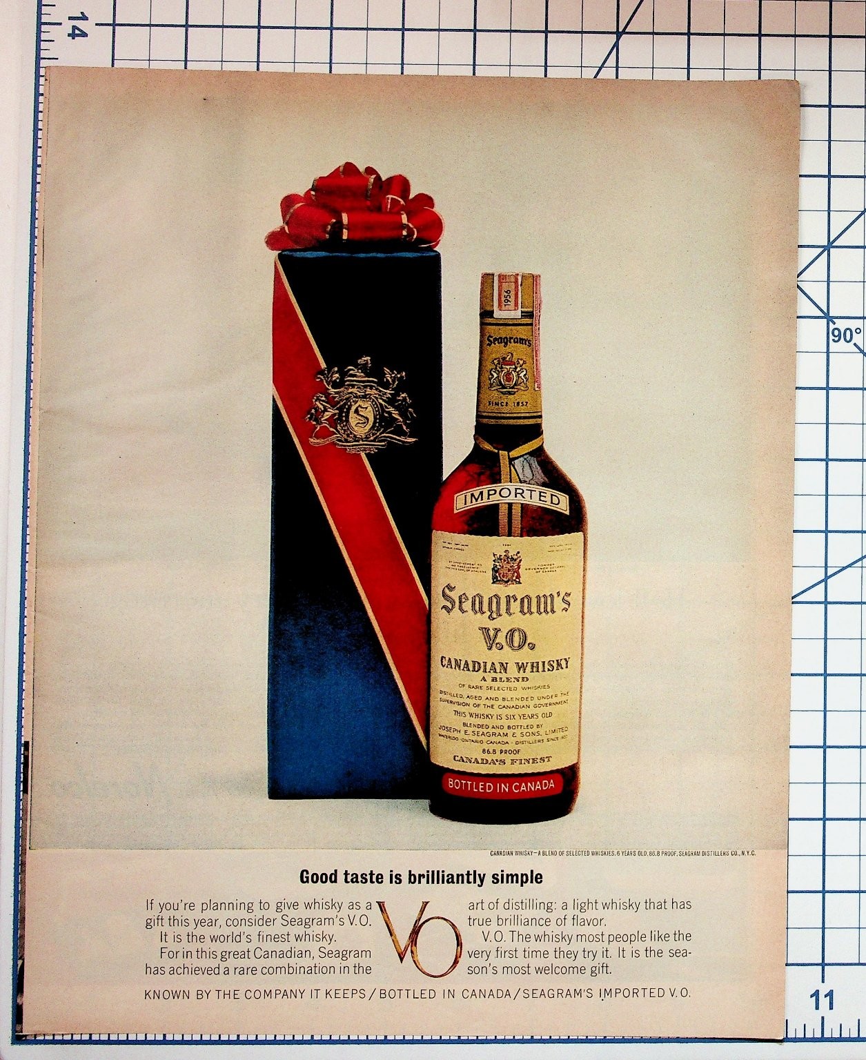 1956 Seagram\'s V.O. Canadian Whisky Vintage Liquor Magazine Print Ad