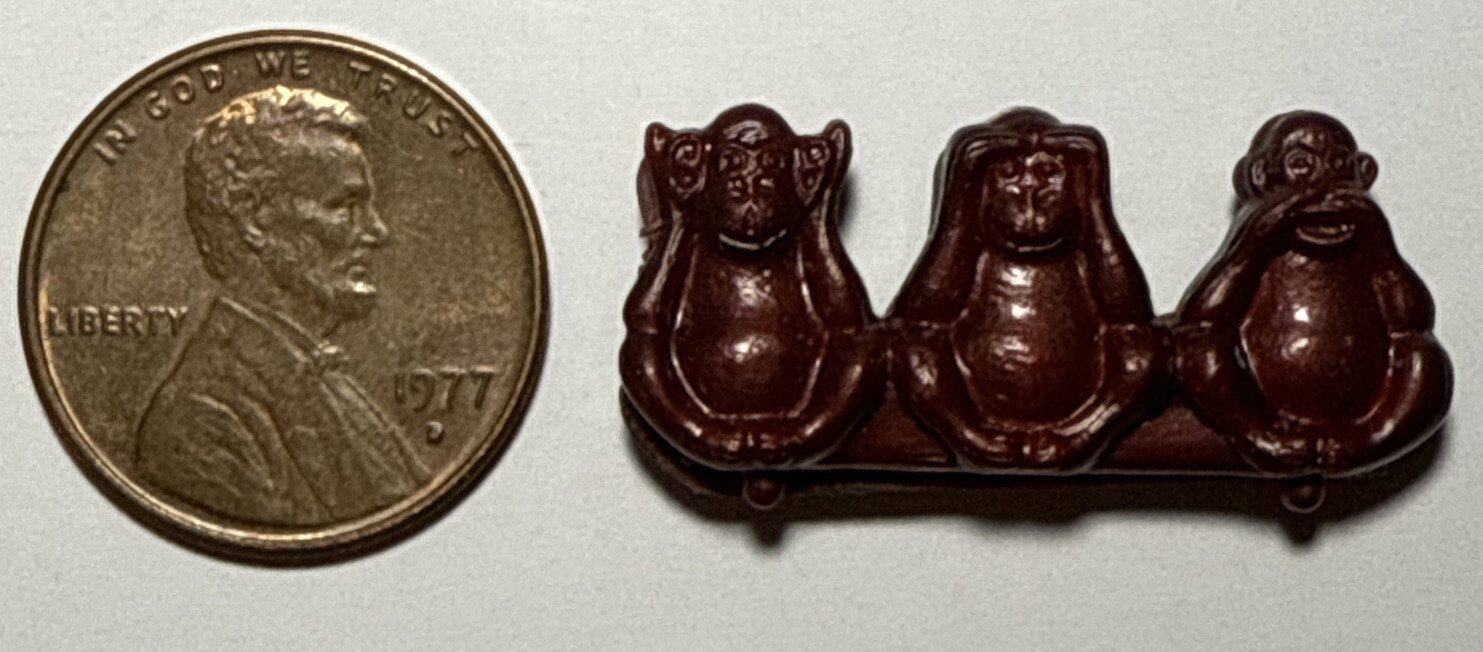 Vtg Hear No Evil See No Evil Speak No Evil Cracker Jack Celluloid Charm 1A