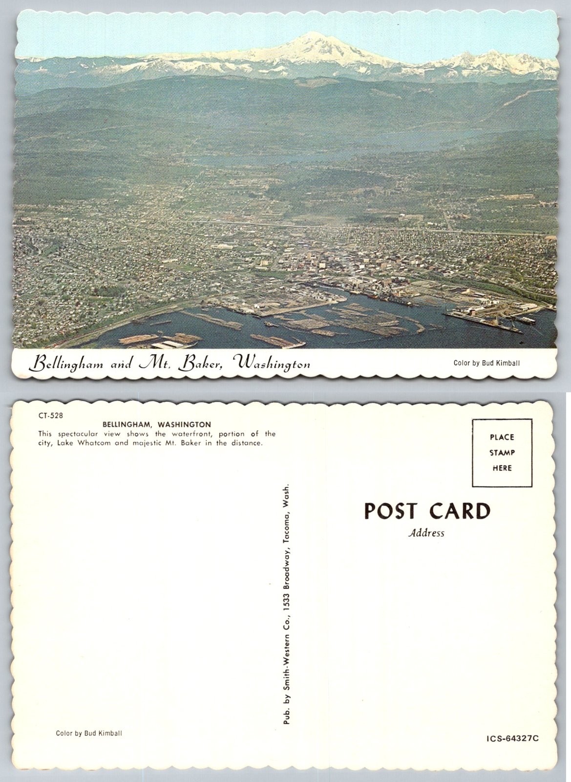 Continental Bellingham Washington Mt Baker Waterfront Aerial View Postcard