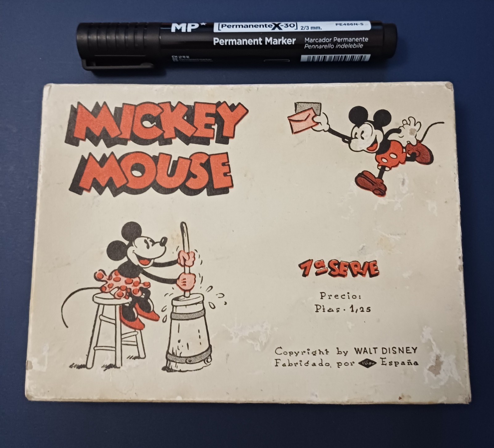 1930s Mickey Mouse, Walt Disney , old cardboard box,  made in Spain, ultra rare