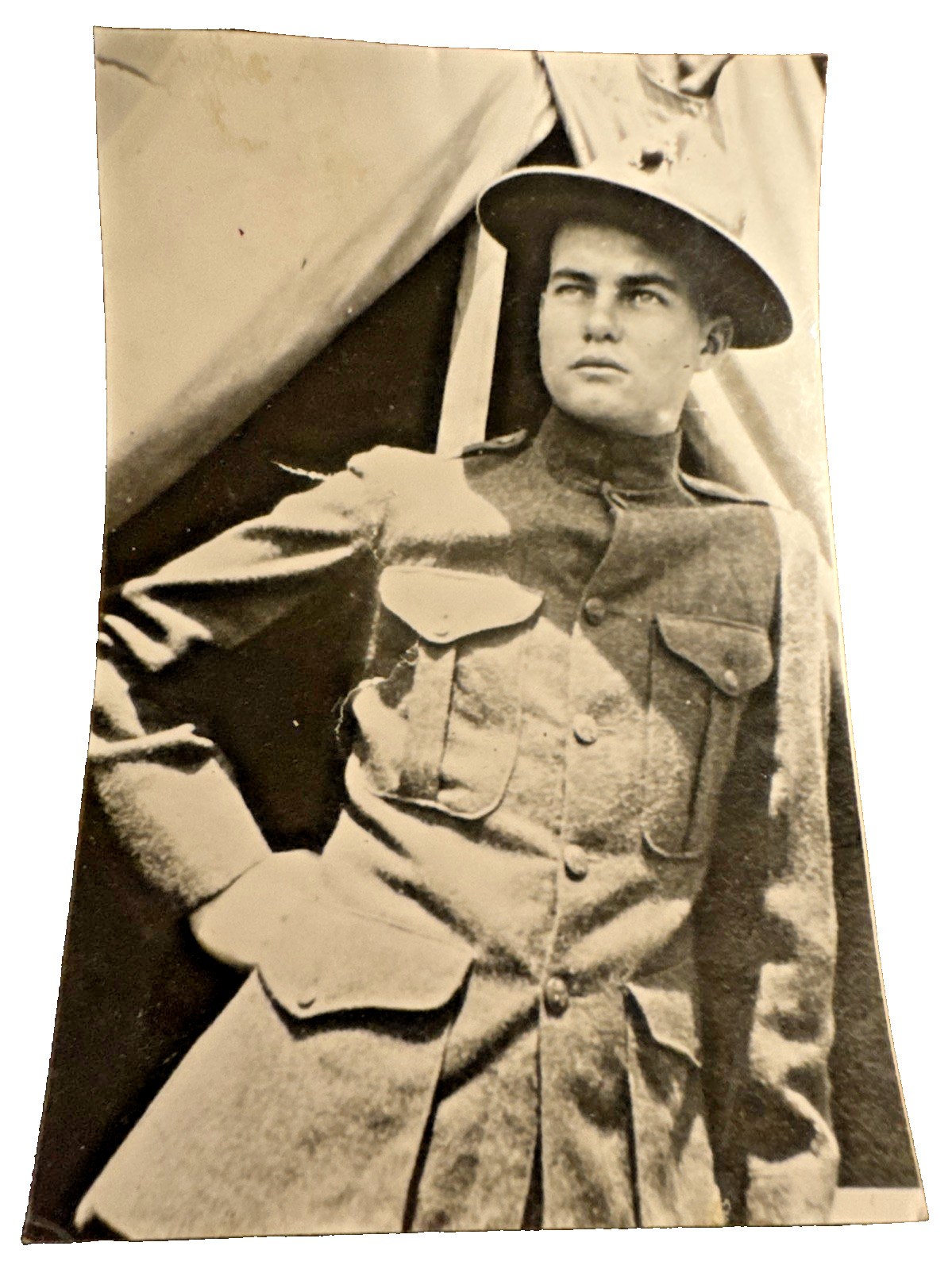 RARE 1917 WWI US Marine On Guam 17 years old Minor Wearing P197 Wool tunic Name