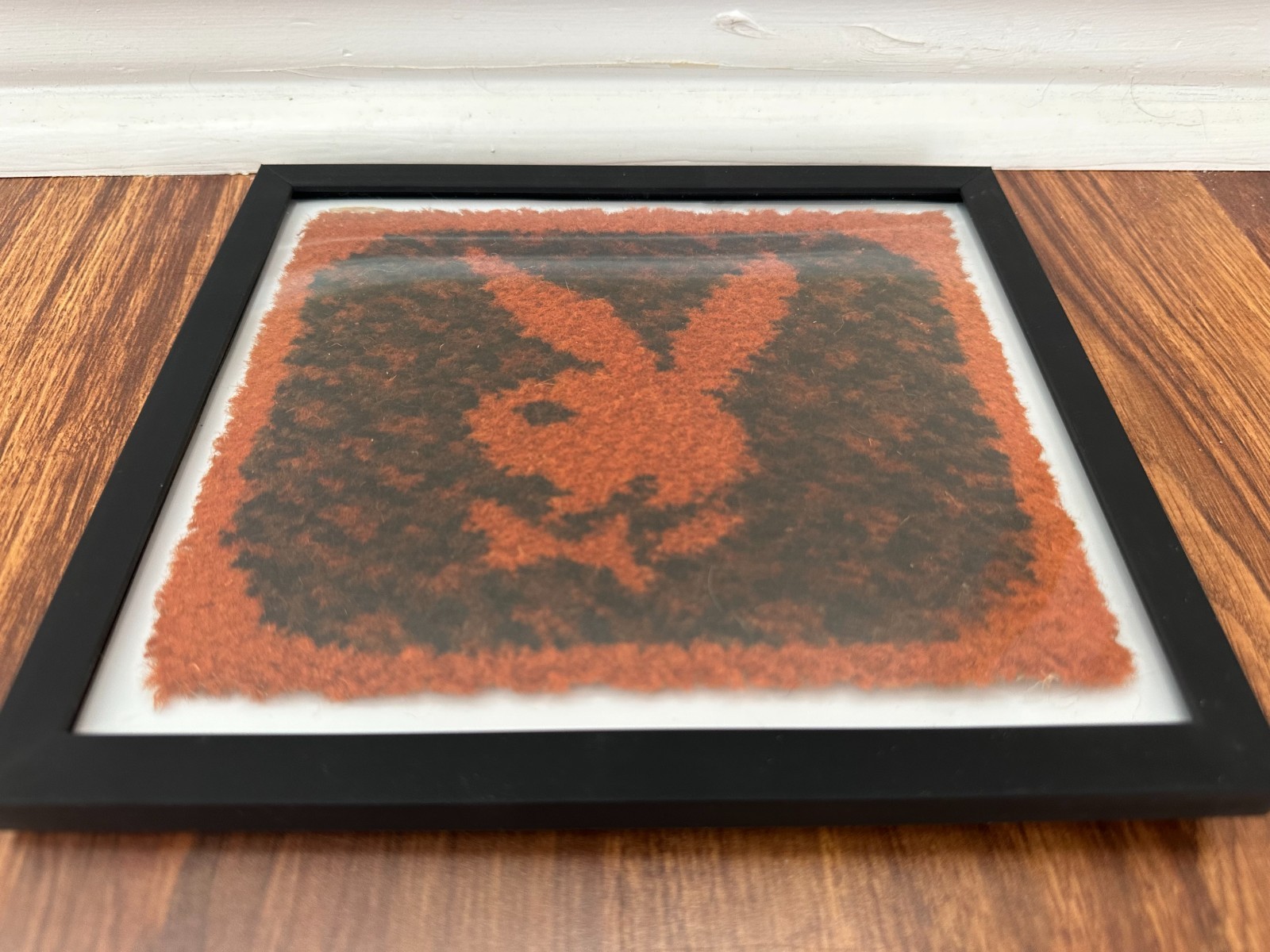 RARE VINTAGE PIECE OF CARPET FROM THE CHICAGO PLAYBOY CLUB 1960\'S IN A FRAME