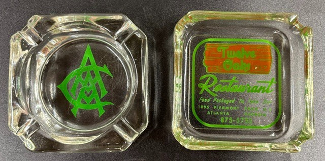x2 Vintage Atlanta Ashtrays - Atlanta Athletic Club and Twelve Oaks Restaurant