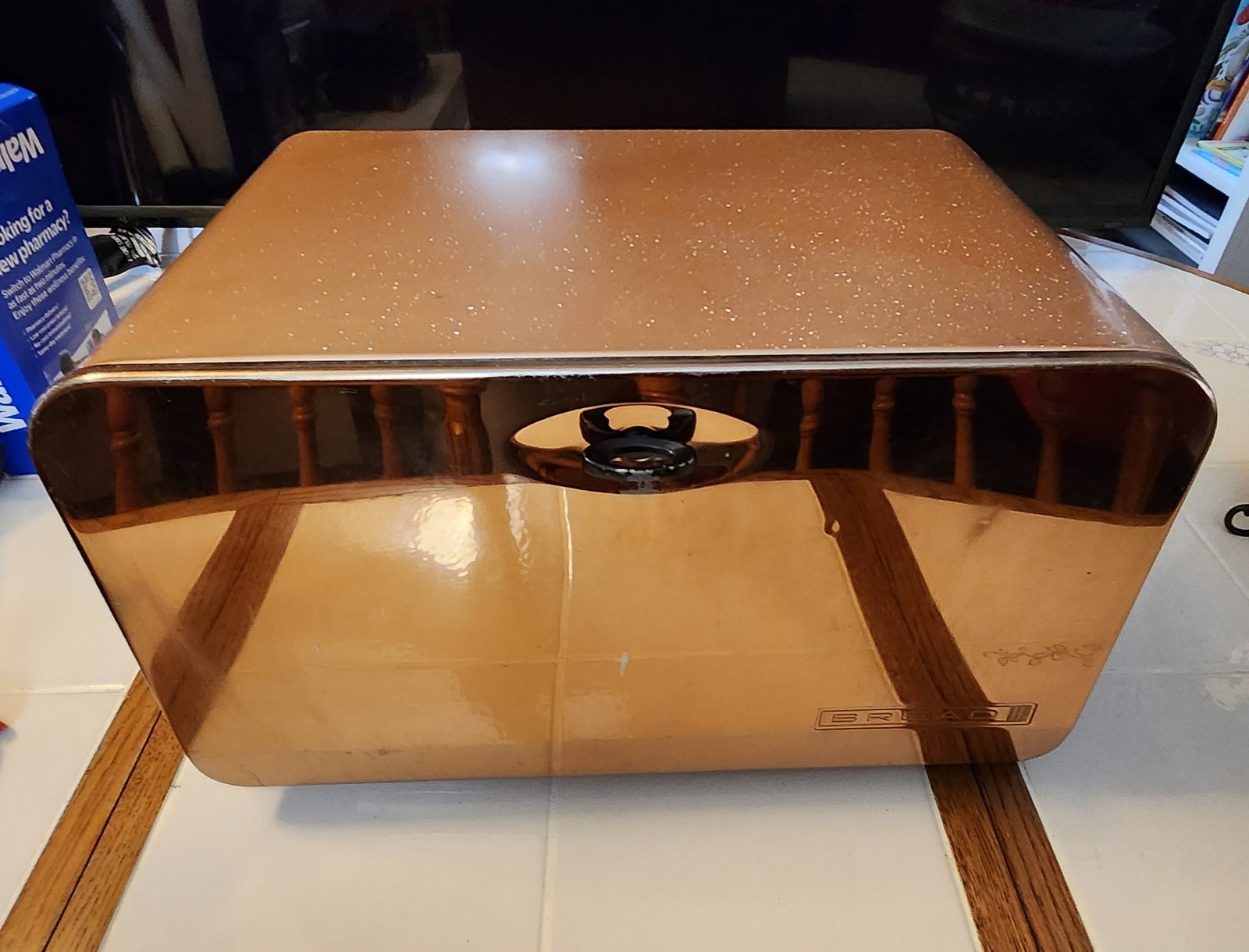 Vintage 1950s Metal Kitchen Bread Box Door Beauty Box Speckled Copper Vintage 1950s Metal Kitchen Bread Box Door Beauty Box Speckled Copper
