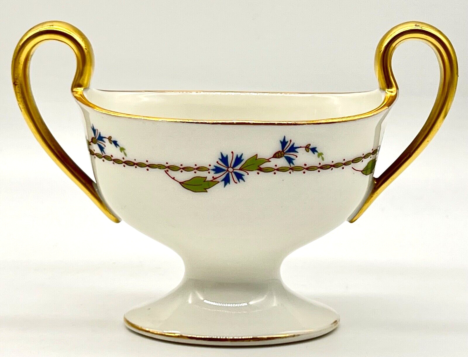 GORGEOUS 1907 ANTIQUE T&V LIMOGES SUGAR BOWL; TRV82; CORNFLOWERS; EXCELLENT COND