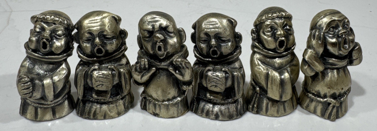 Vintage Peltro Argentato 999 Italy Singing Monk Choir Figurines Set of 6