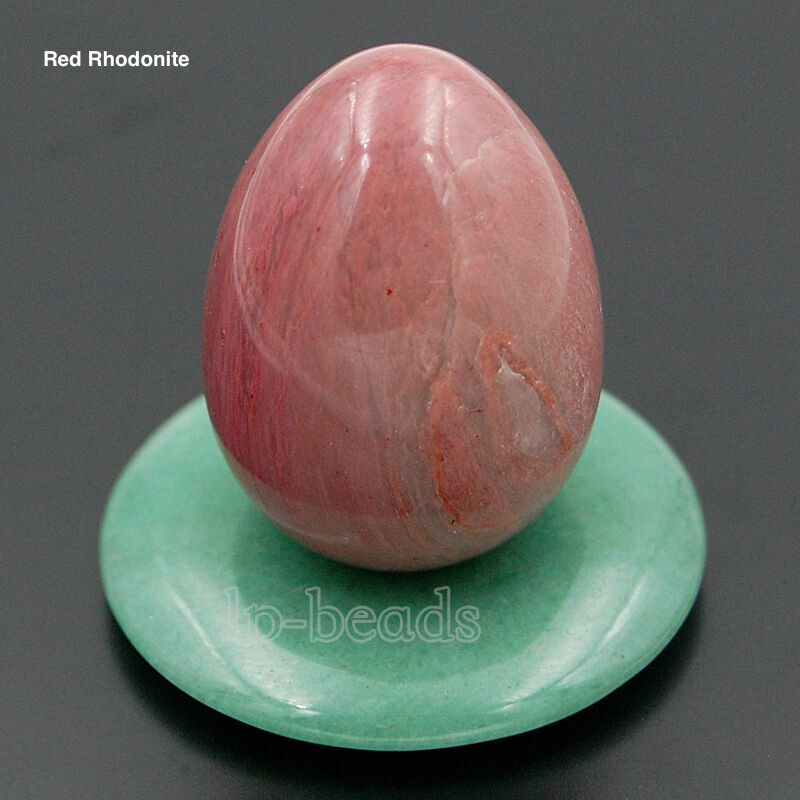 EPIC STONE- 35x45mm Natural Rhodanite Egg-Crystal Healing Decor Statue Egg