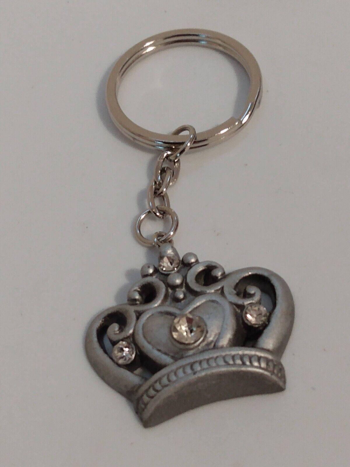 Sparkling Silvertone Royal Crown Keychain Accessory