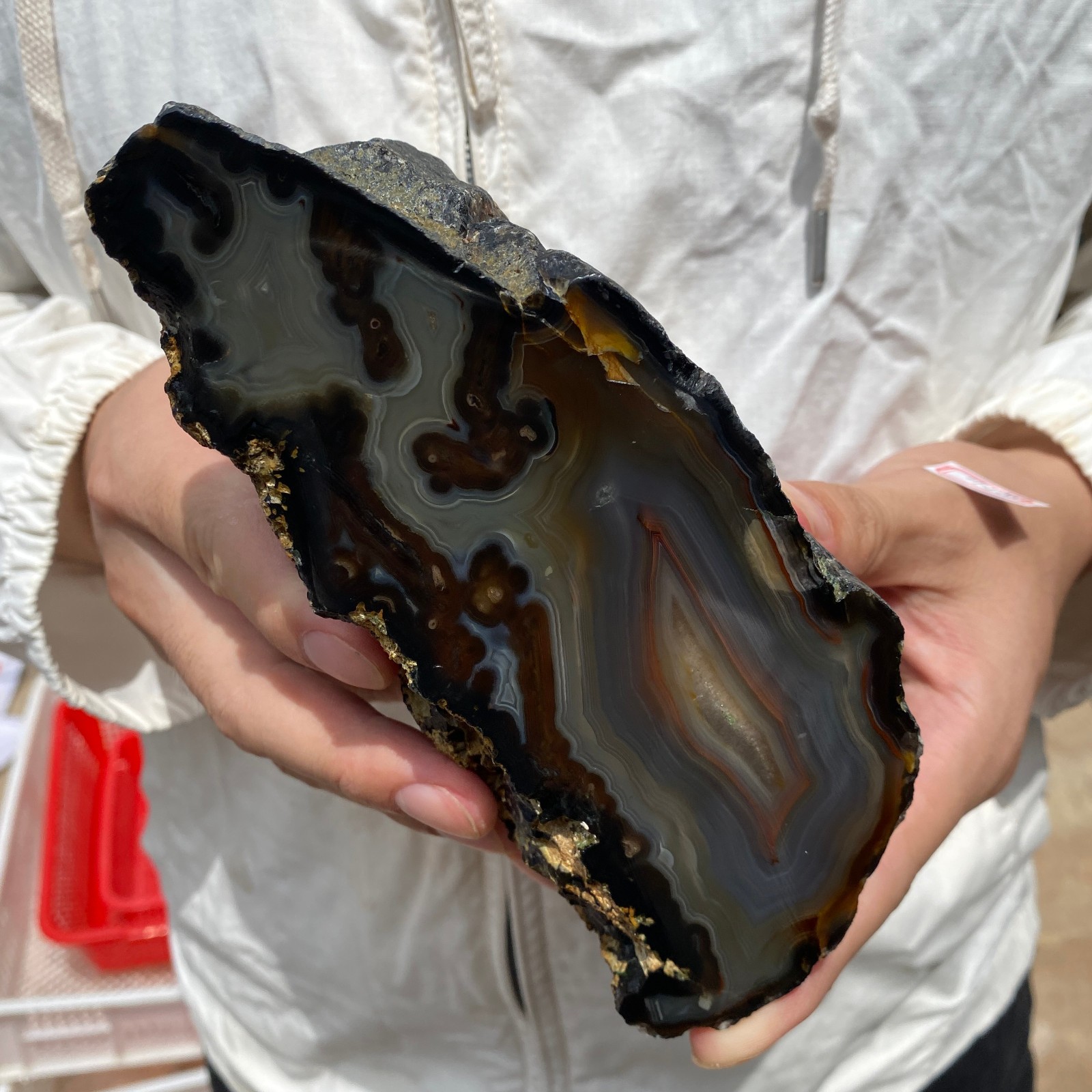 4.4LB Natural Banded Agate geode Quartz Crystal Rough mineral specimens Healing