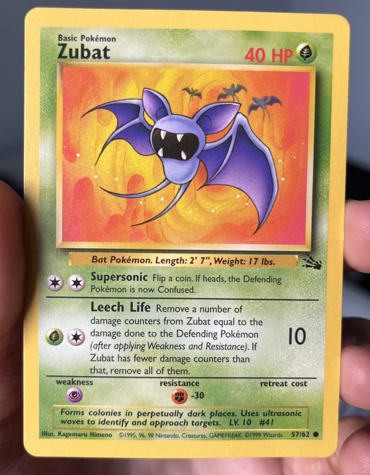 1995 OG Pokemon Zubat (Excellent Condition)