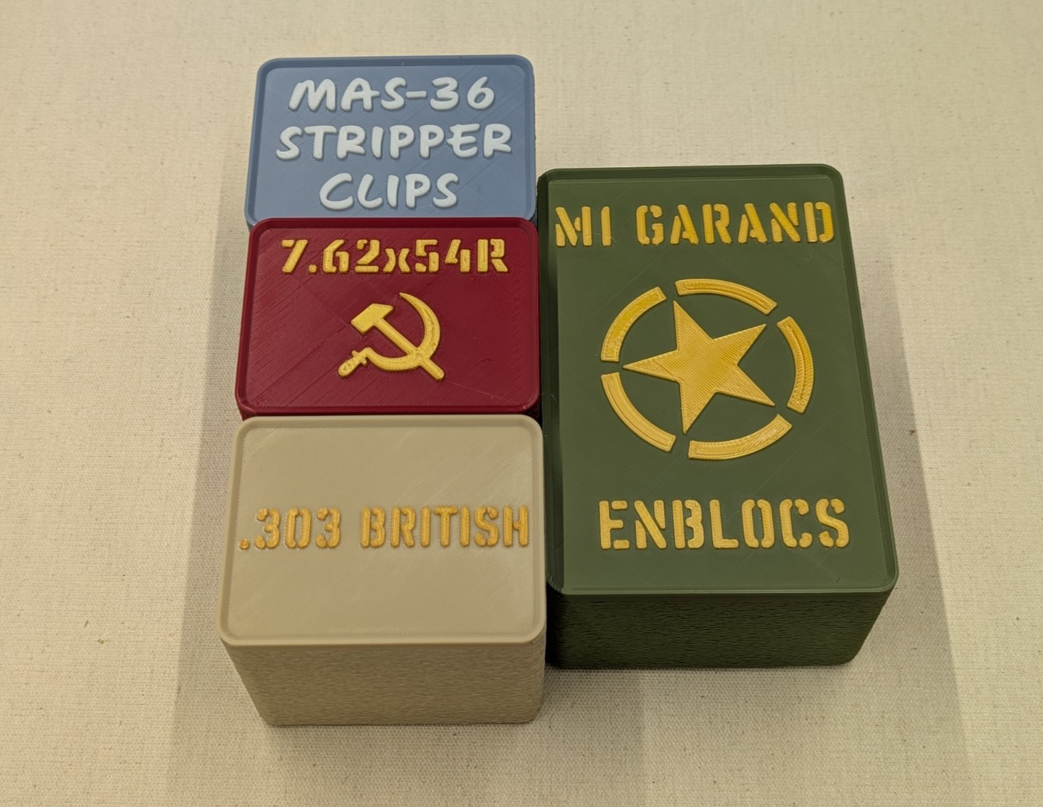 WW2 Allied Set of 4 Enbloc and Stripper Clip Storage Boxes (Small Boxes Only)
