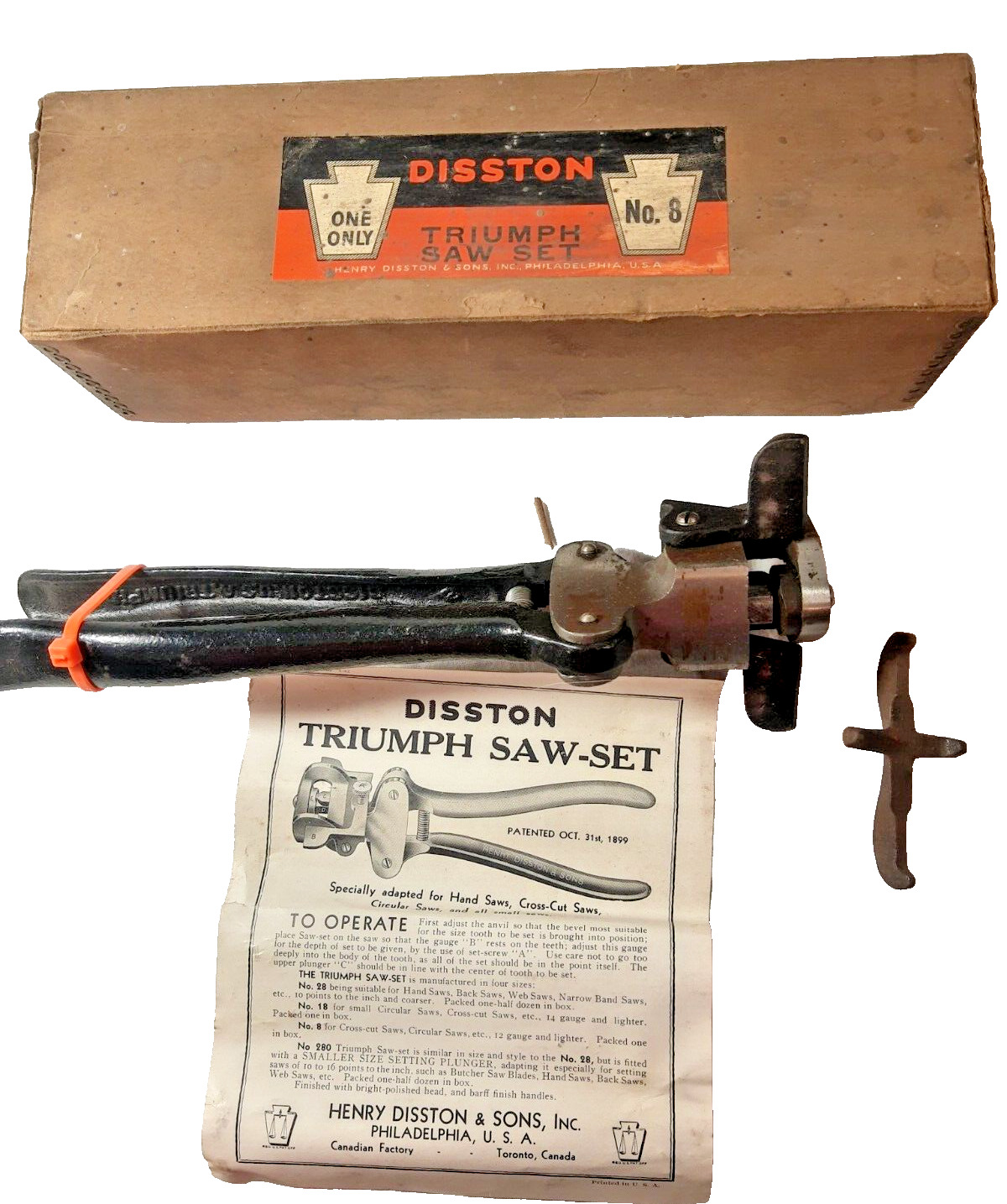 VTG Disston Triumph Saw Set No 8 Cross Cut Circular 12 Gauge & Lighter Old Tools