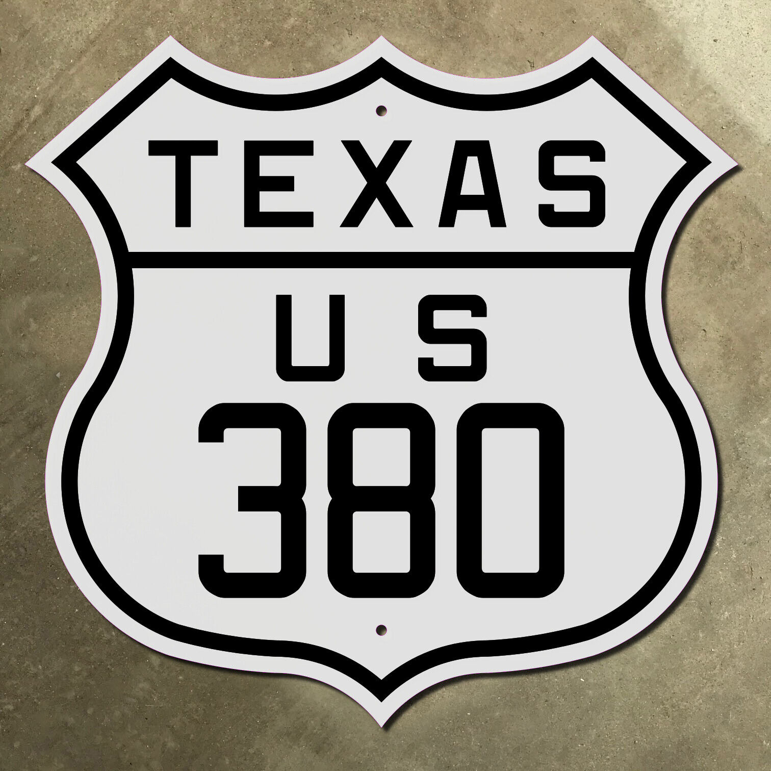 Texas US highway 380 Brownfield Graham Frisco route shield 1926 road sign 16x16