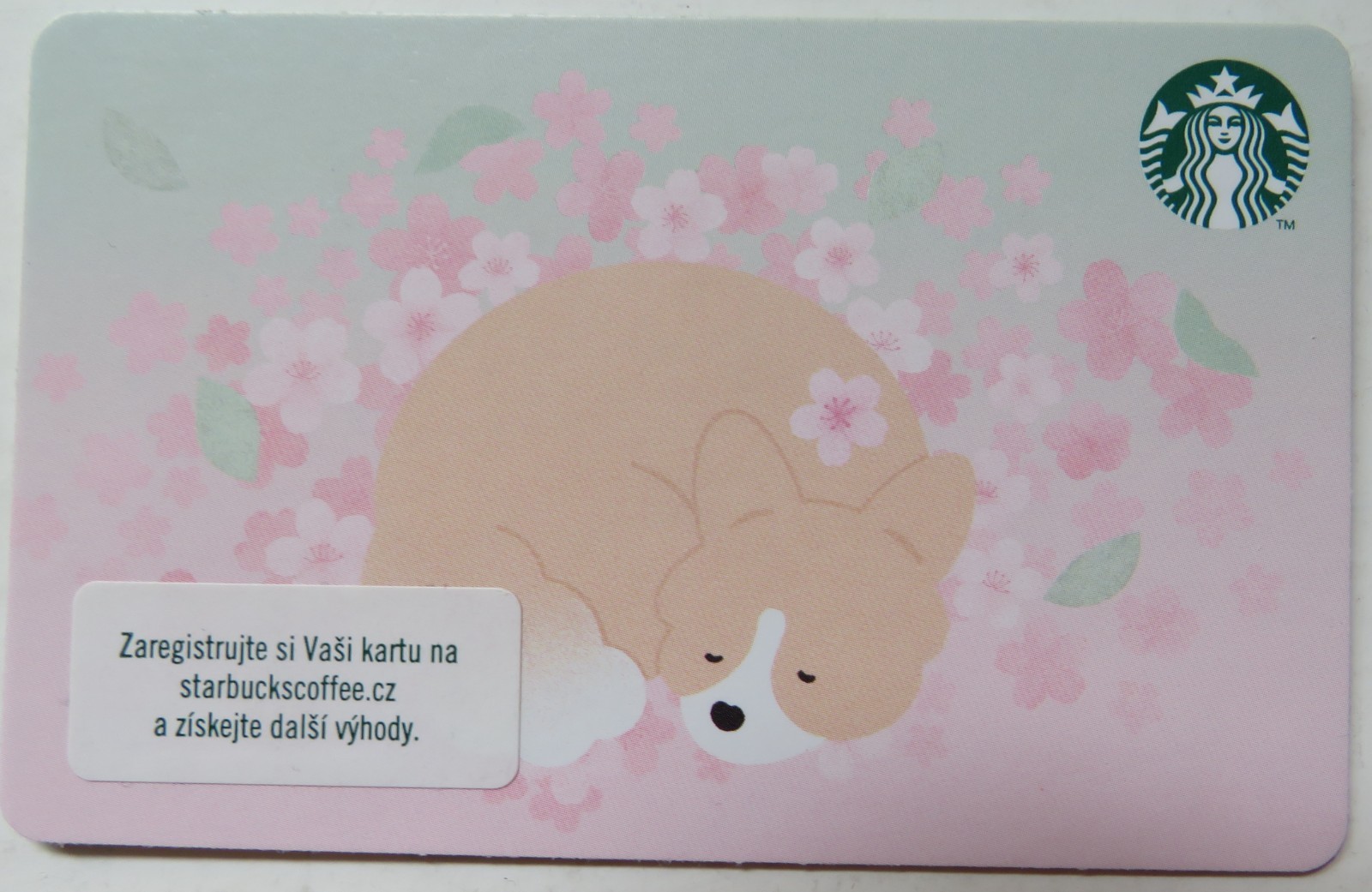 STARBUCKS CZECH REPUBLIC (CZ) CORGI SPRING CARD \' 2025 #6345 w/ BARCODE DOG