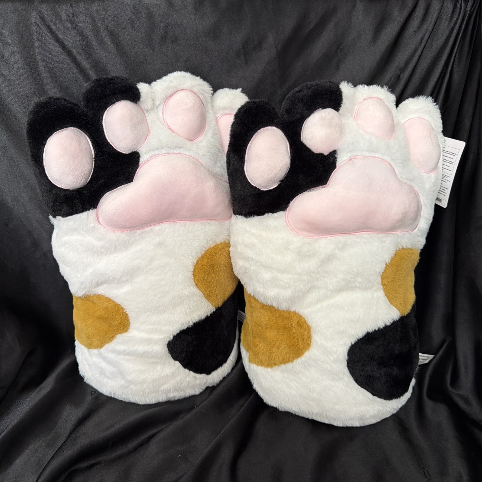 Huge Wearable Cat Paw Plush 15”  Round1 Exclusive NWT Calico Cat Paw Pair (2)