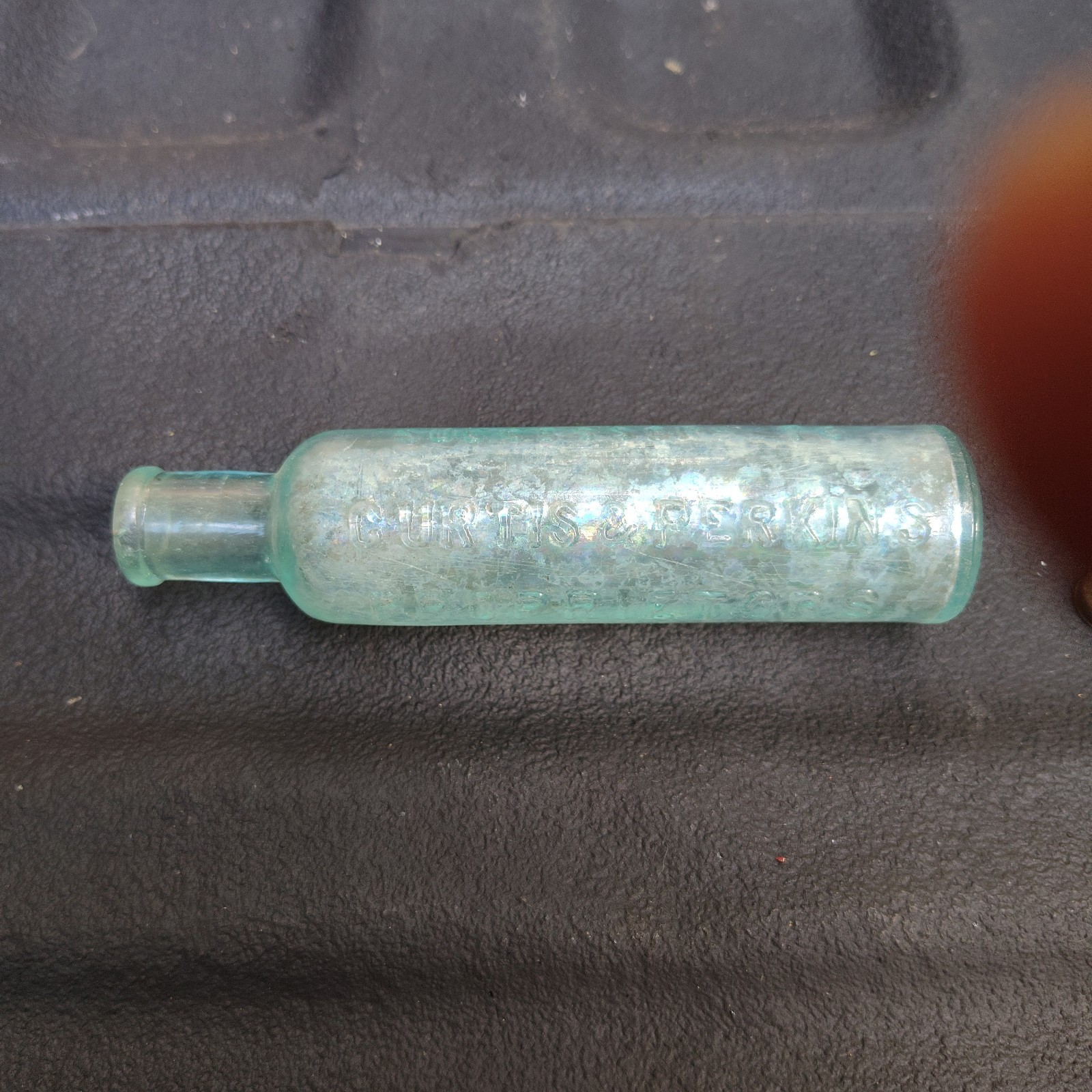 Antique Mrs Winslow\'s Soothing Syrup Aqua Glass Baby Morphine Medicine Bottle