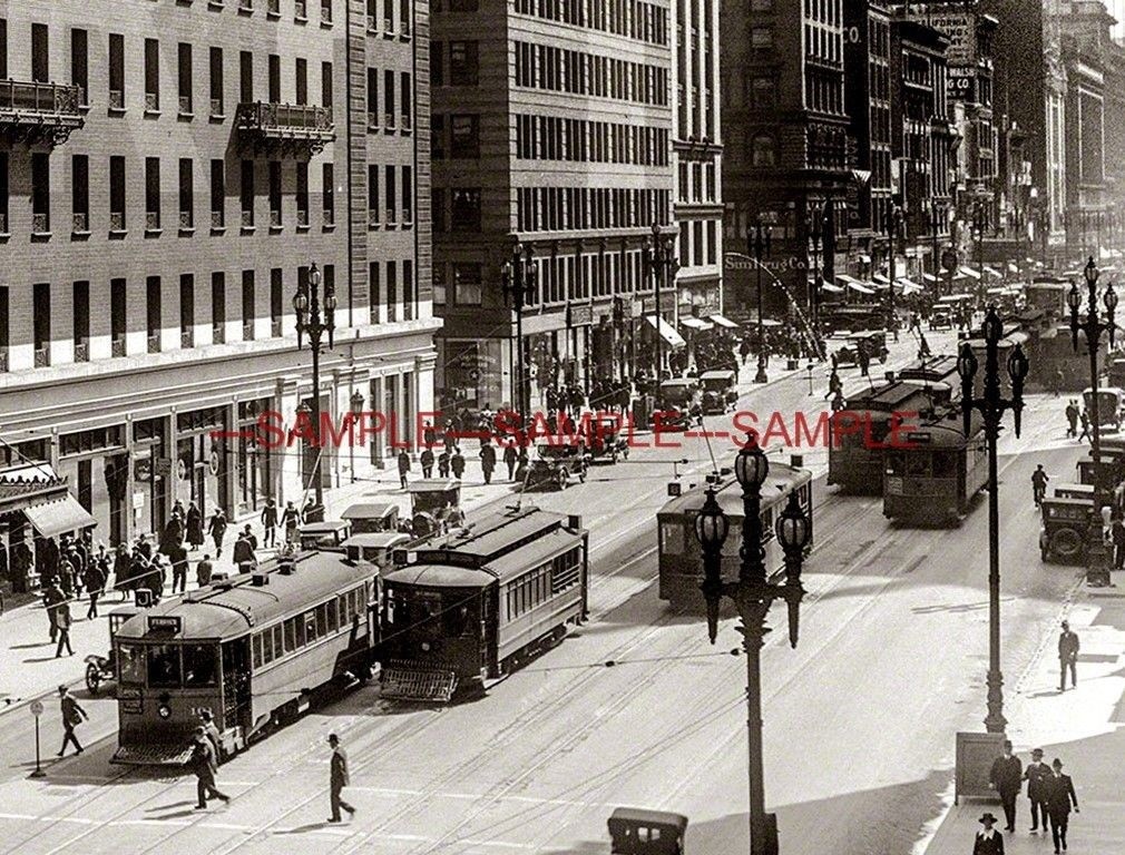 1920 SAN FRANCISCO Market Street Scene PHOTO Street Cars (154-d )