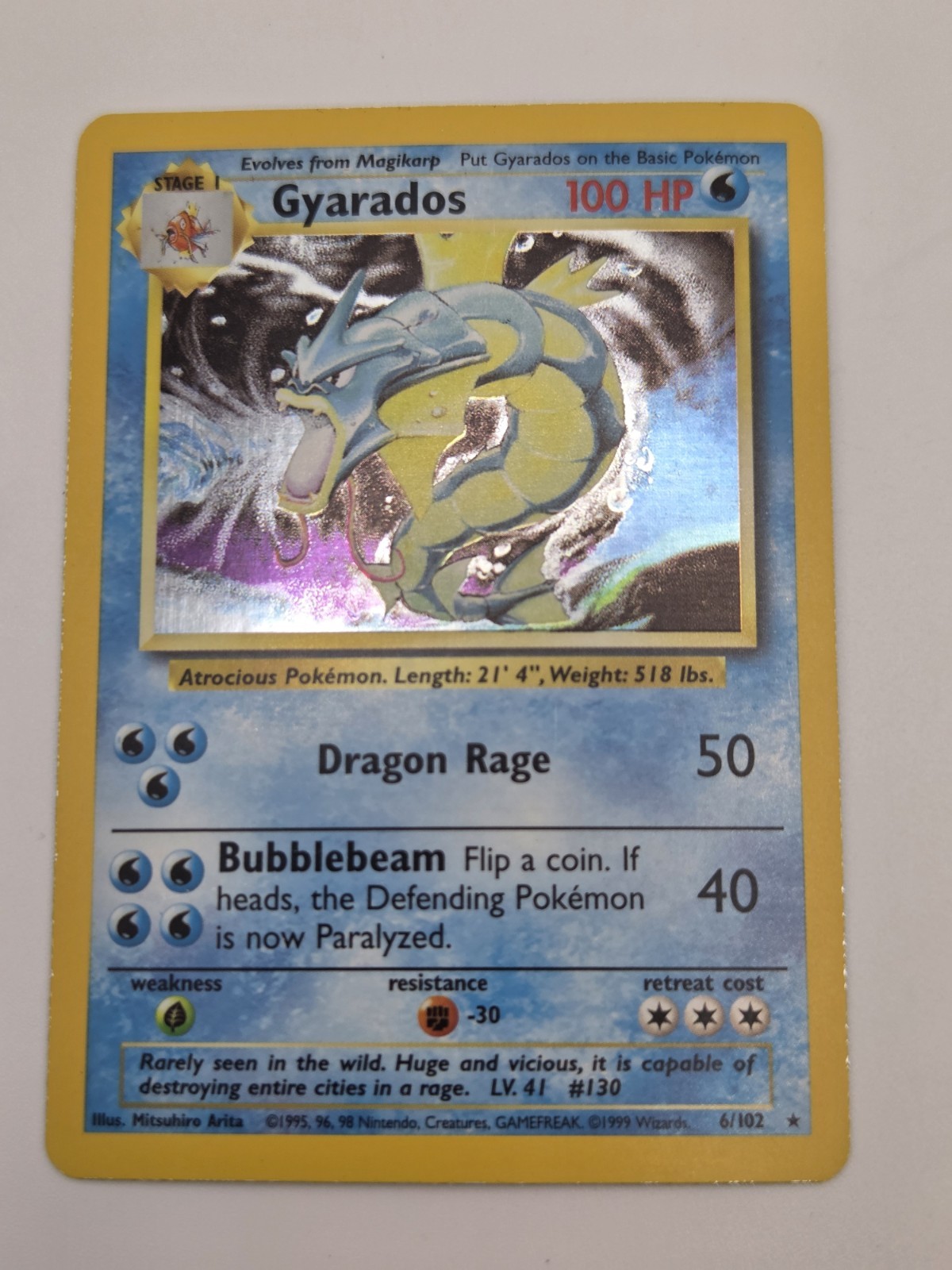 Gyarados 6/102 Holo Base Set - 1999 WOTC - MP