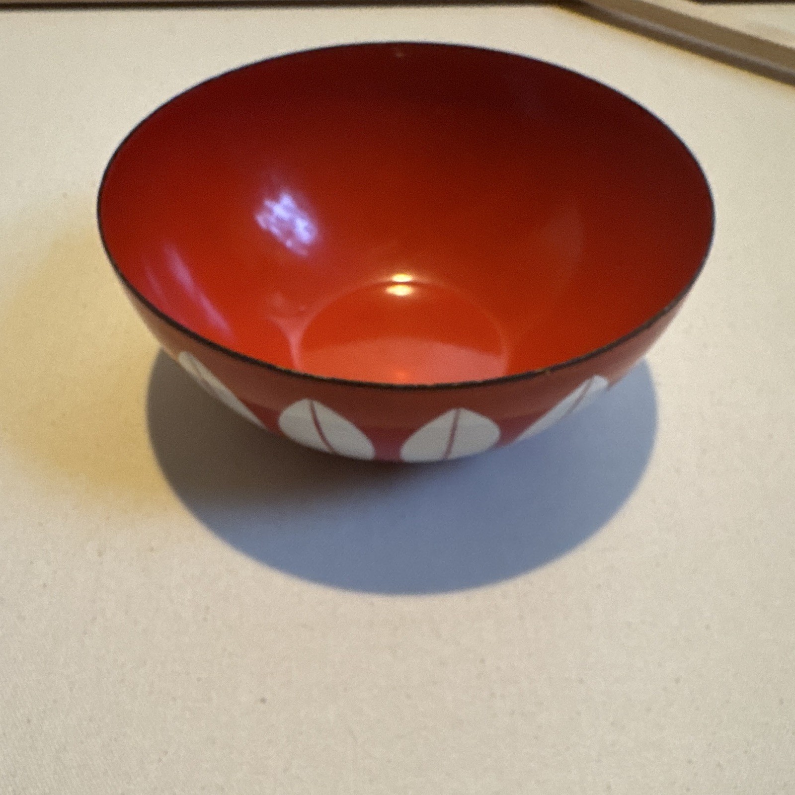 Cathrineholm Lotus Orange/White Enamel Bowl, Mid-Century Modern Norway Set of 3 Cathrineholm Lotus Orange/White Enamel Bowl, Mid-Century Modern Norway Set of 3