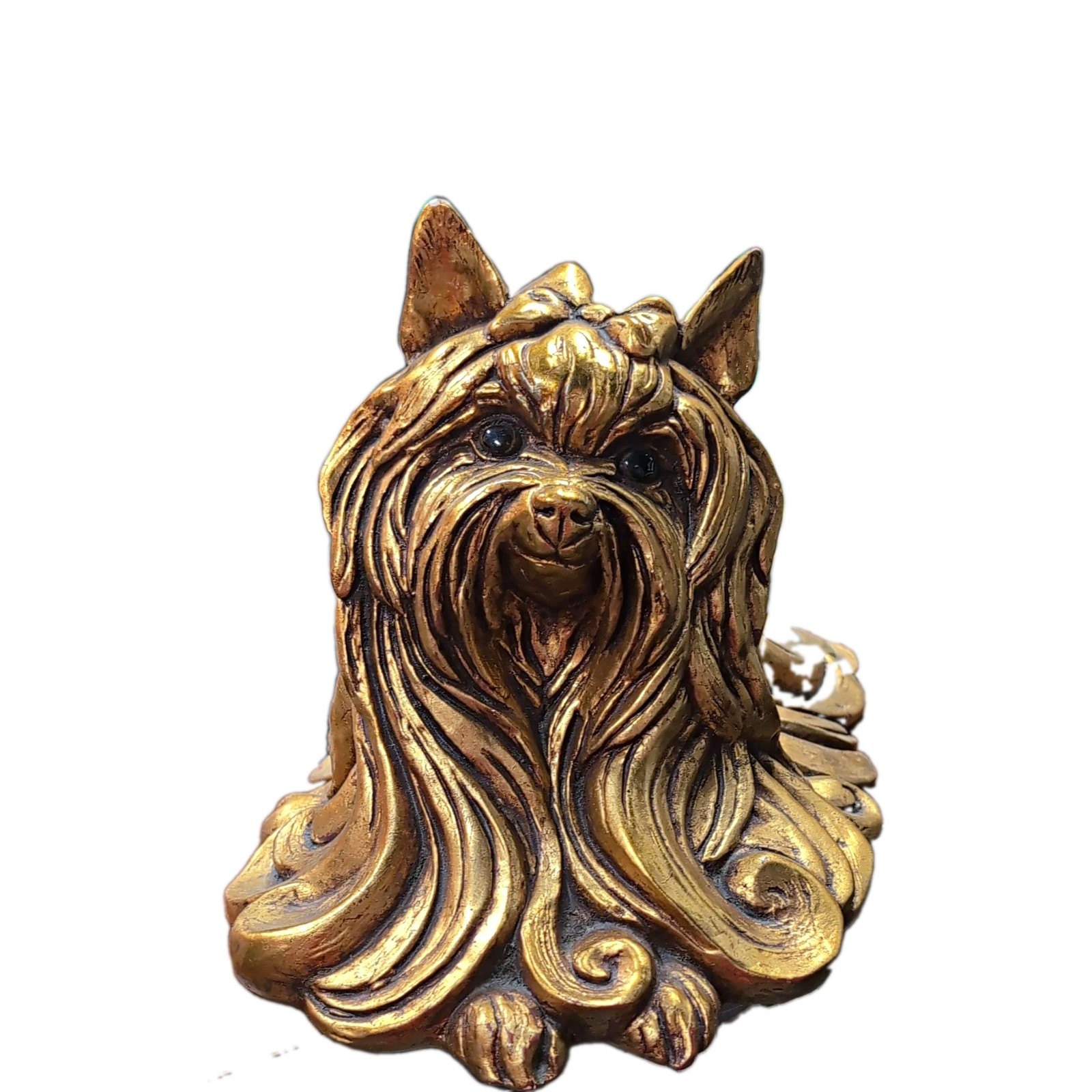 Kay Finch California Pottery Gold Leaf Glaze Yorkshire Terrier Figurine 1960s