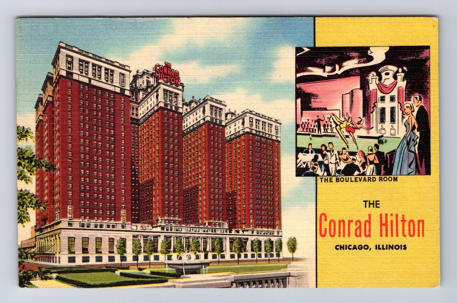 Chicago IL-Illinois, The Conrad Hilton, Advertisement, Antique Vintage Postcard