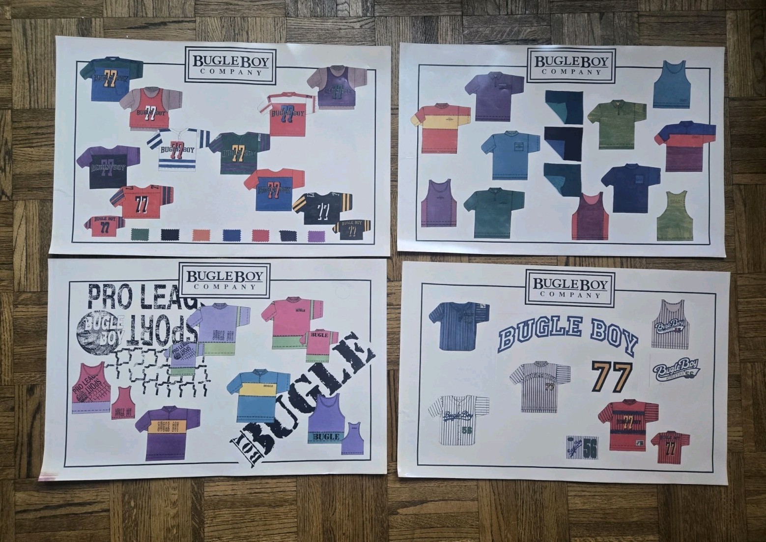 Vintage Bugle Boys Clothing  Original 1980s Streetwear Preview Sample Prints 
