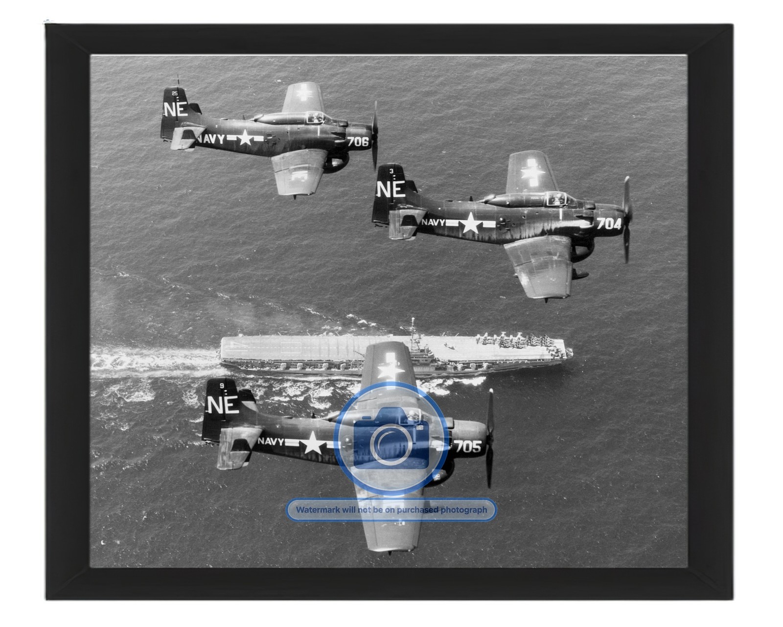 DOUGLAS AD-4W SKYRAIDER NAVY USS MIDWAY MEDITERRANEAN 1954 8X10 FRAMED PHOTO