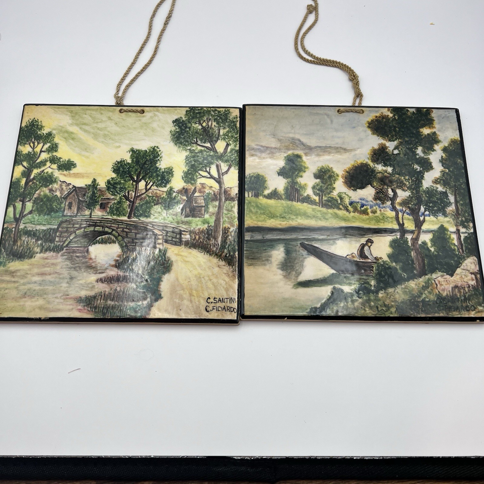 1956 S.C.A-POTENZA Picena Power Italy C. Santini C. Fidardo Set Of Ceramic Tiles 1956 S.C.A-POTENZA Picena Power Italy C. Santini C. Fidardo Set Of Ceramic Tiles