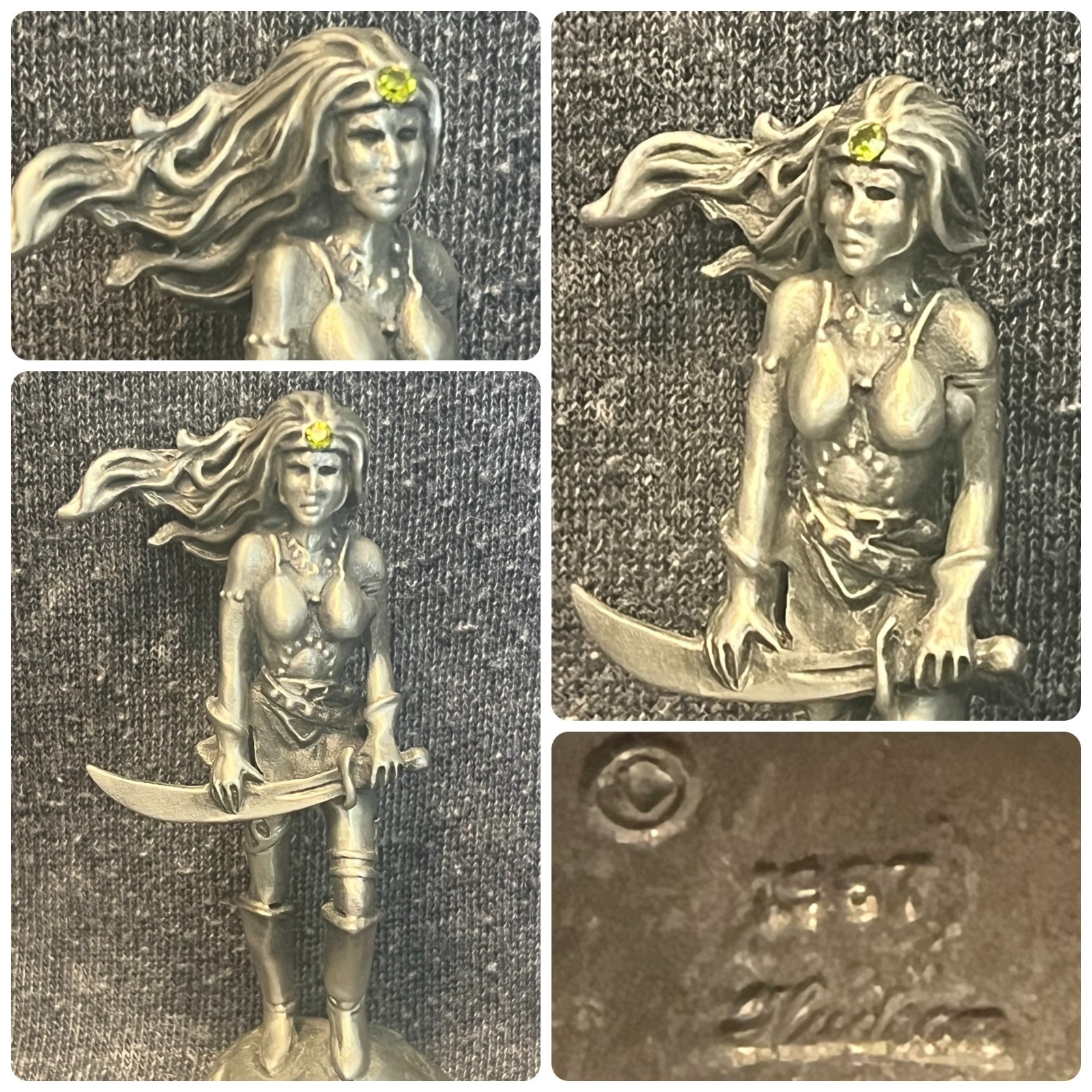 VINTAGE Hudson Pewter Princess Warrior Figurine Sword & Gem Headband Fantasy 80s