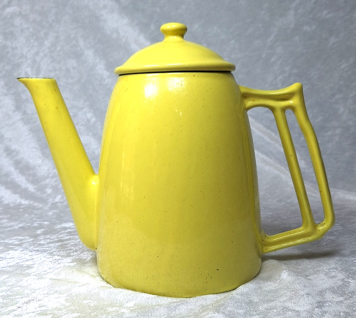 Vintage Descoware Yellow Enameled Cast Iron Coffee Pot Teapot Made in Belgium
