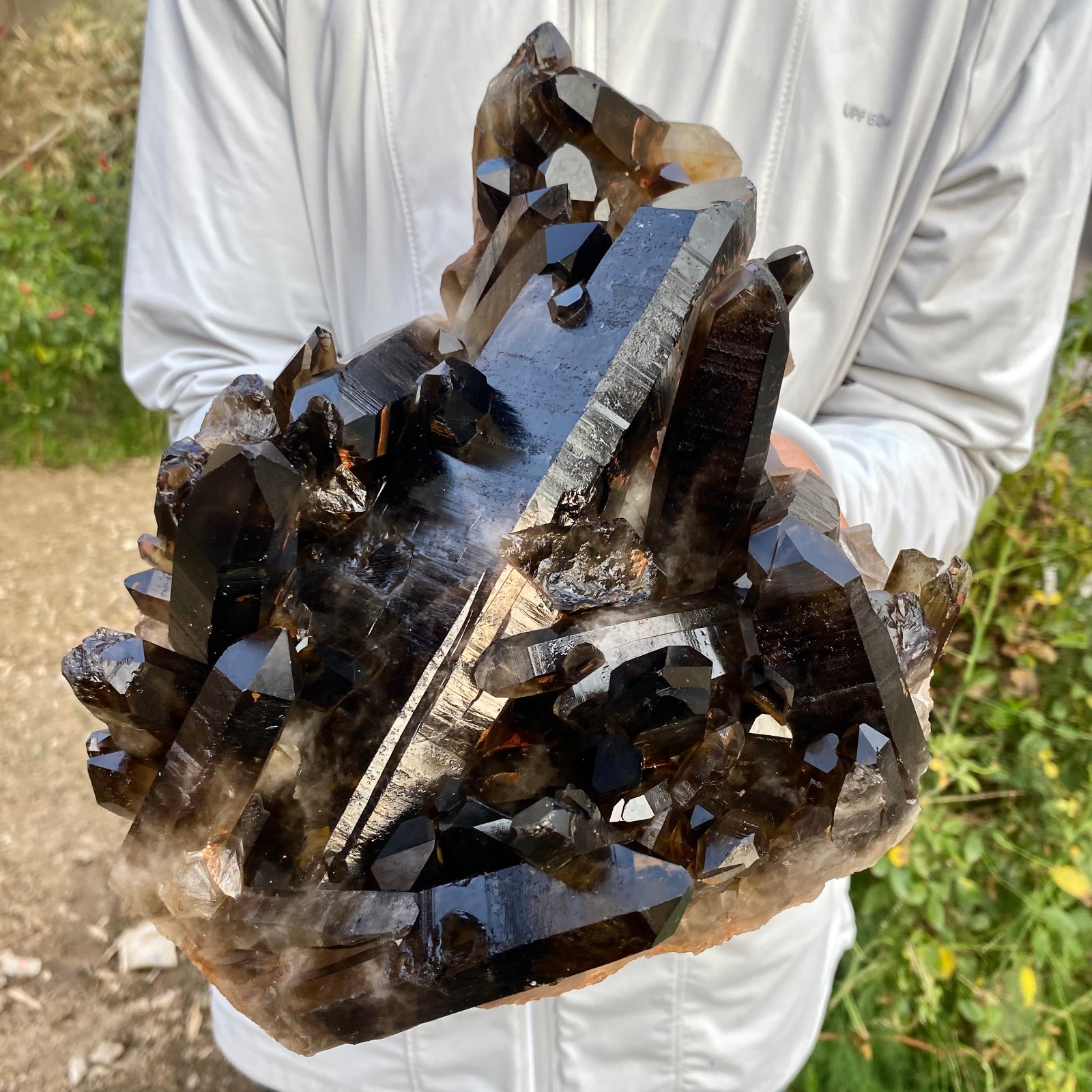 9.36LB Large Natural Smoky Black Quartz Cluster Crystal Specimen Healing