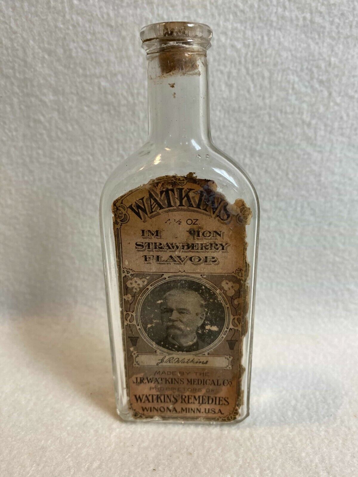 Vtg J.R. Watkins Med Co/Watkins Remedies - 4.5 oz Strawberry Bottle for Display