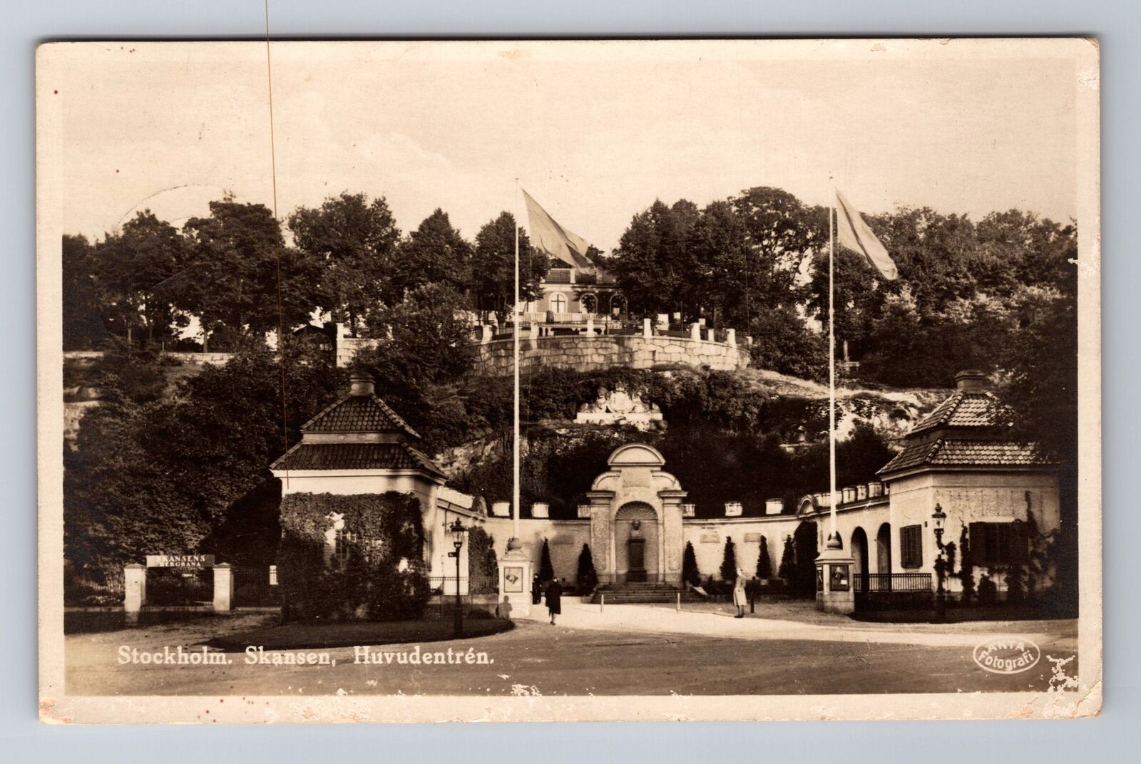 RPPC-Stockholm Sweden Skansen Huvudentren, Antique, Vintage Postcard