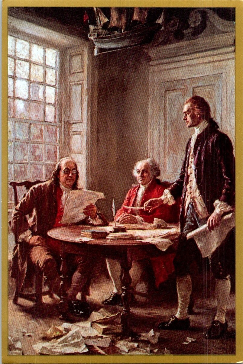 Writing the Declaration of Independence 1776 Historic Postcard