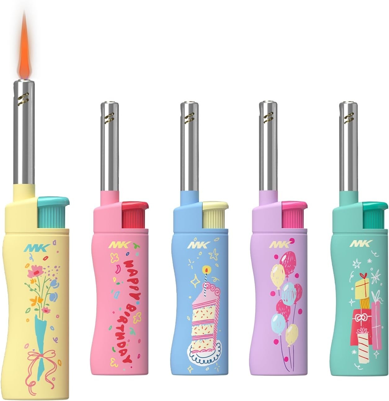 MK Candle Lighter,Refillable Windproof Butane,BBQ,Camping,Outdoor (Birthday-5PC) MK Candle Lighter,Refillable Windproof Butane,BBQ,Camping,Outdoor (Birthday-5PC)