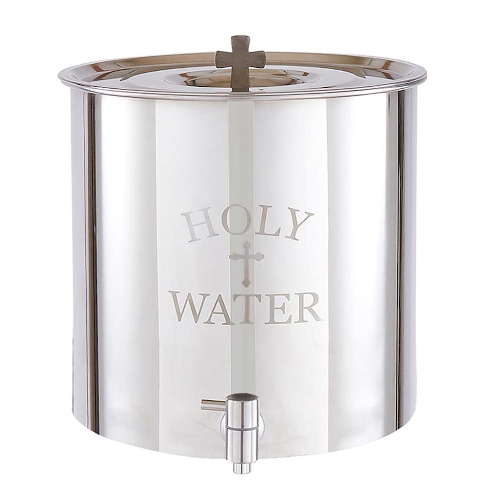 Generic Holy Water Receptacle, 5 Gallons, Stainless Silver Stainless Steel