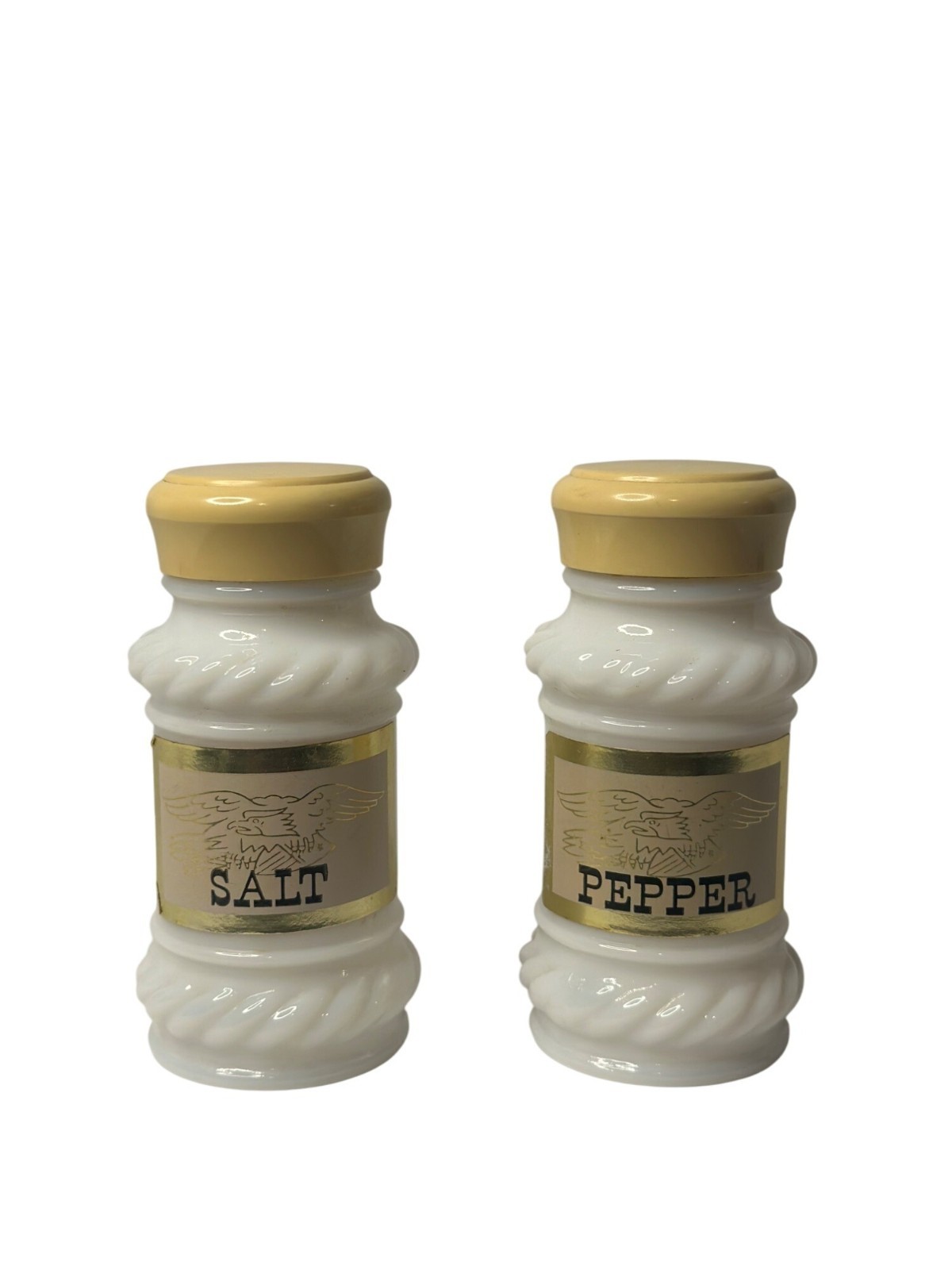 VTG Hazel Atlas Milk Glass Salt & Pepper Shakers 1950s Mid-Century Retro Kitchen