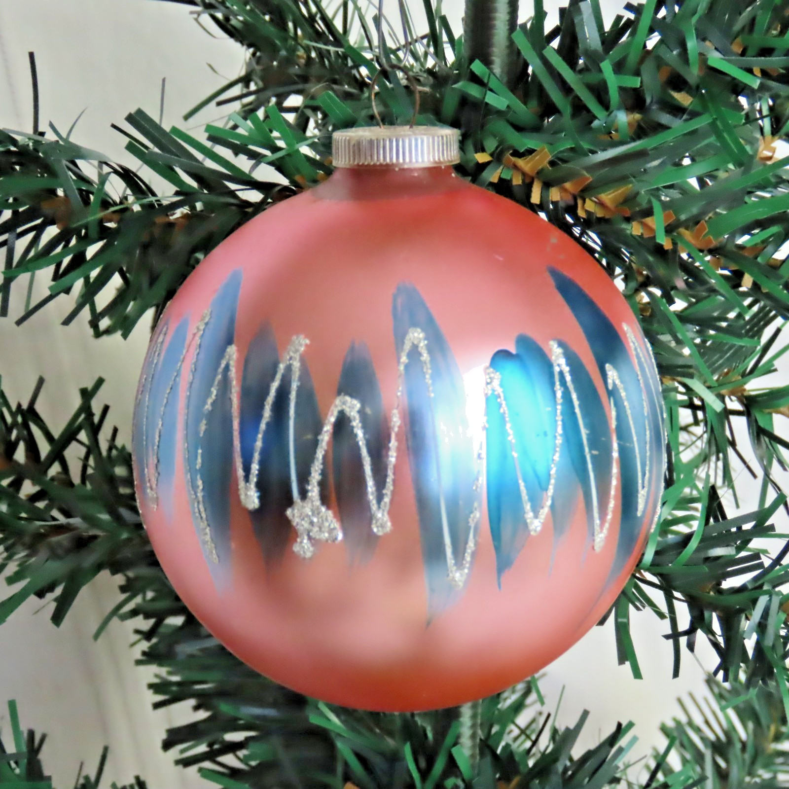 VTG WEST GERMANY D.B.G.M. Christmas Ornament  Mercury Glass Pink Blue Silver 3