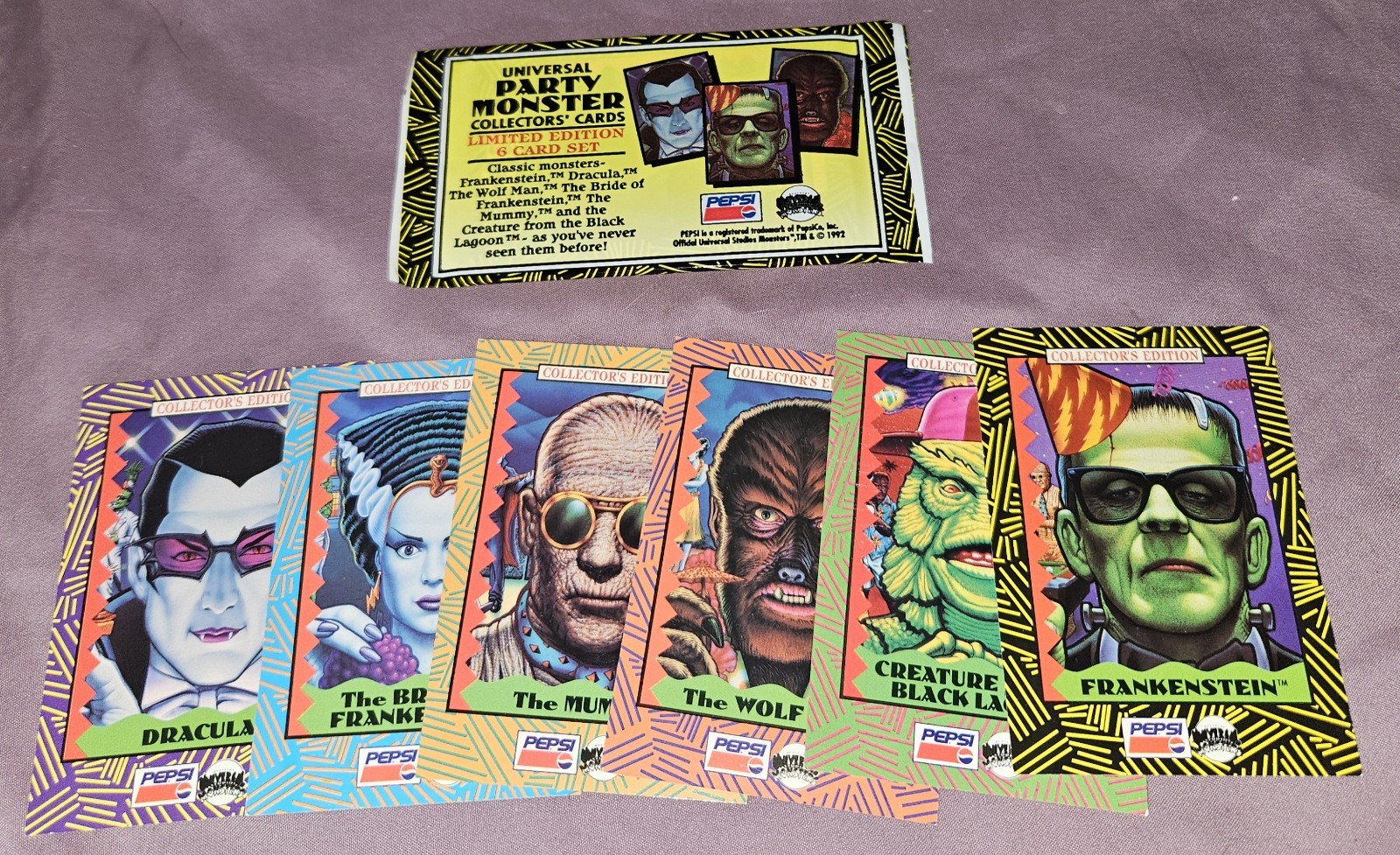  1992 PEPSI Universal Monster Halloween PACK Sealed Card set +6 EXTRA CARDS MINT