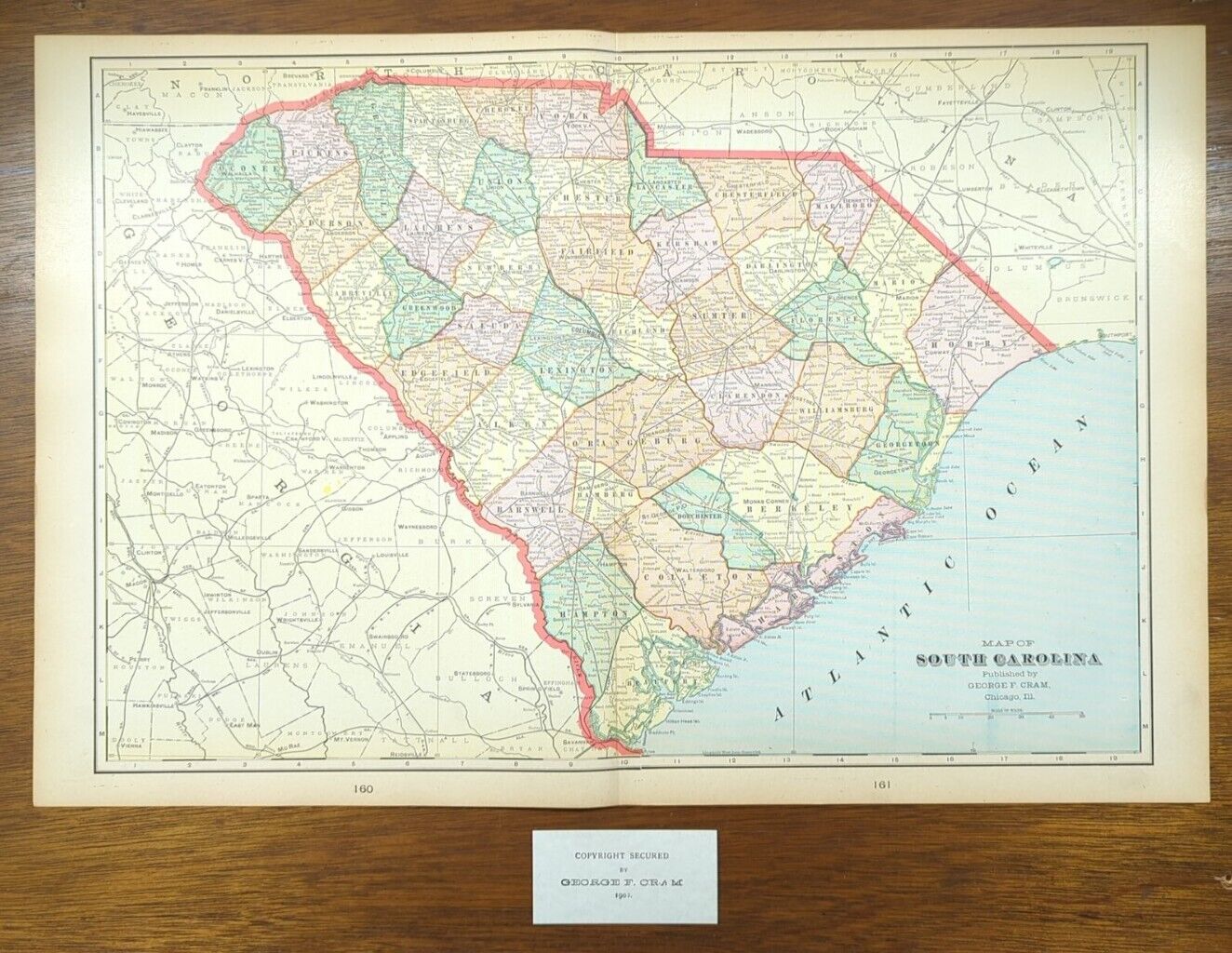Vintage 1902 SOUTH CAROLINA Map 22