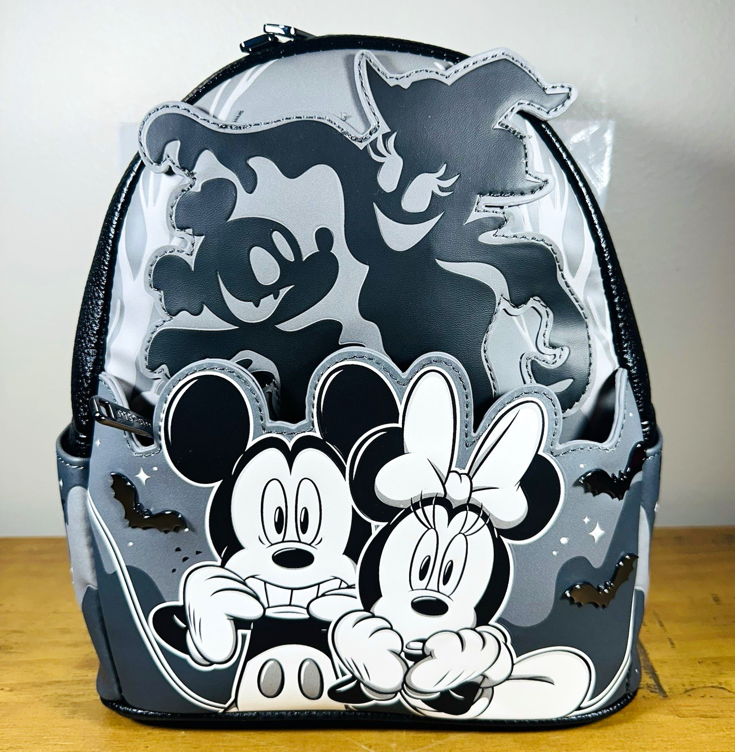 Loungefly Disney Mickey & Minnie Mouse Glow in the Dark Mini Backpack Black/Gray