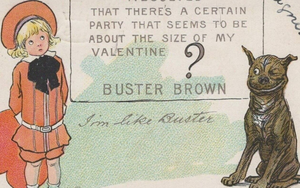 Tucks Buster Brown Valentine RF Outcault Signed Heart Dog c1906 UB postcard H149