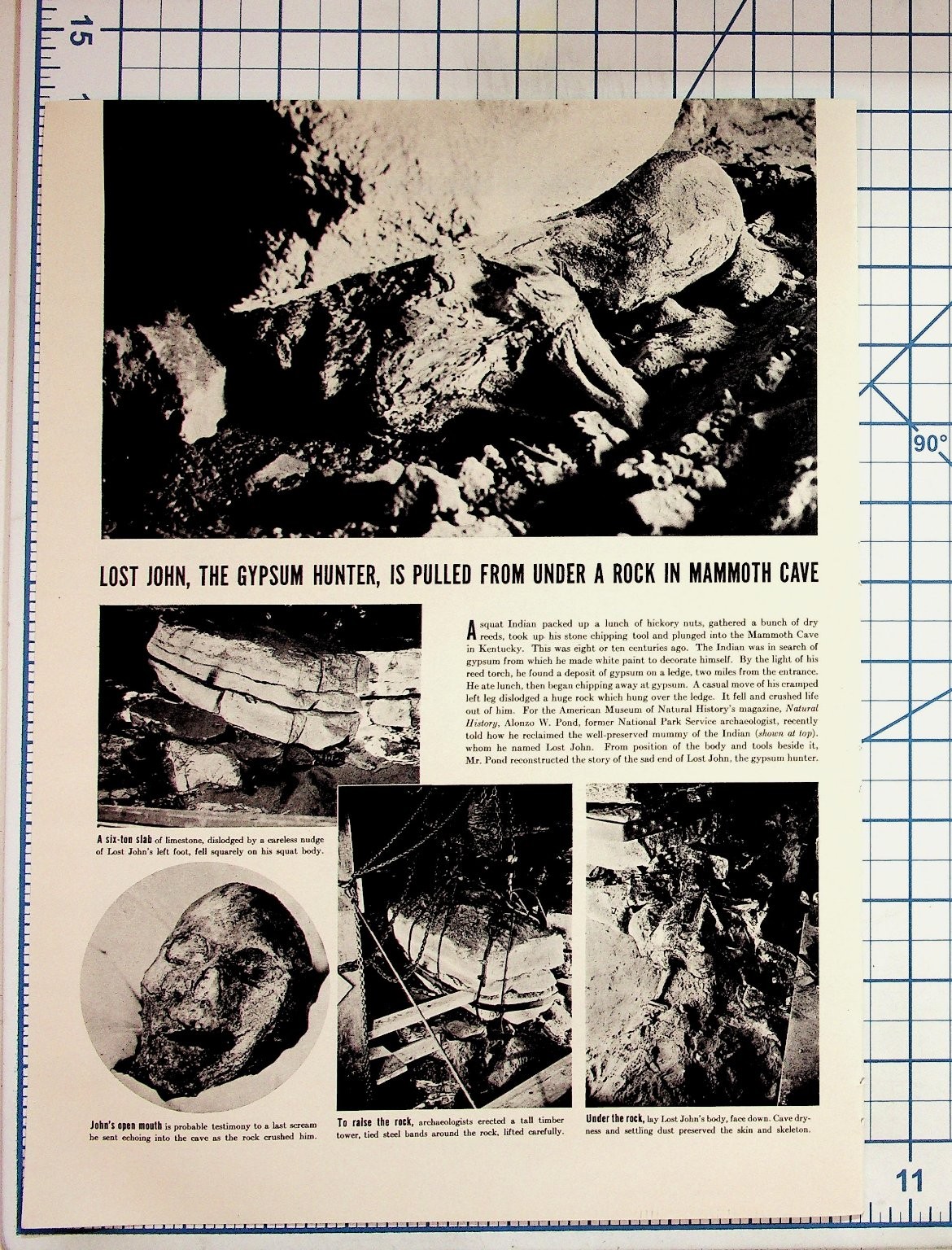 Lost John Mammoth Cave Kentucky Mummy Article 1930s Ephemera History