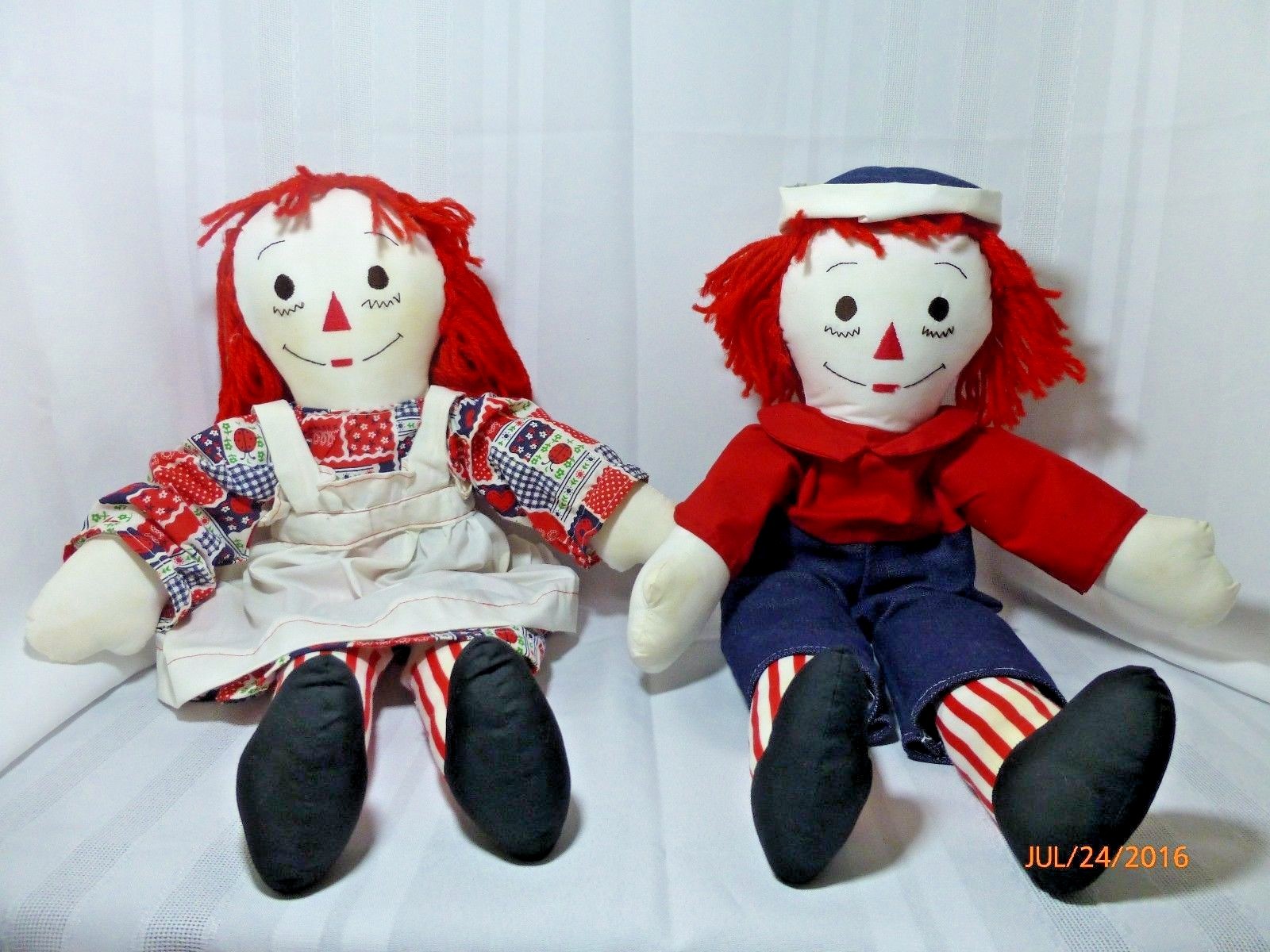 Raggedy Ann And Andy Knickerbocker Dolls 23 inches Handmade No Tags