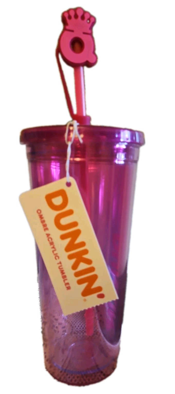 NEW 2025 Dunkin Summer Cup PINK Ombre Acrylic Tumbler Coffee Tea