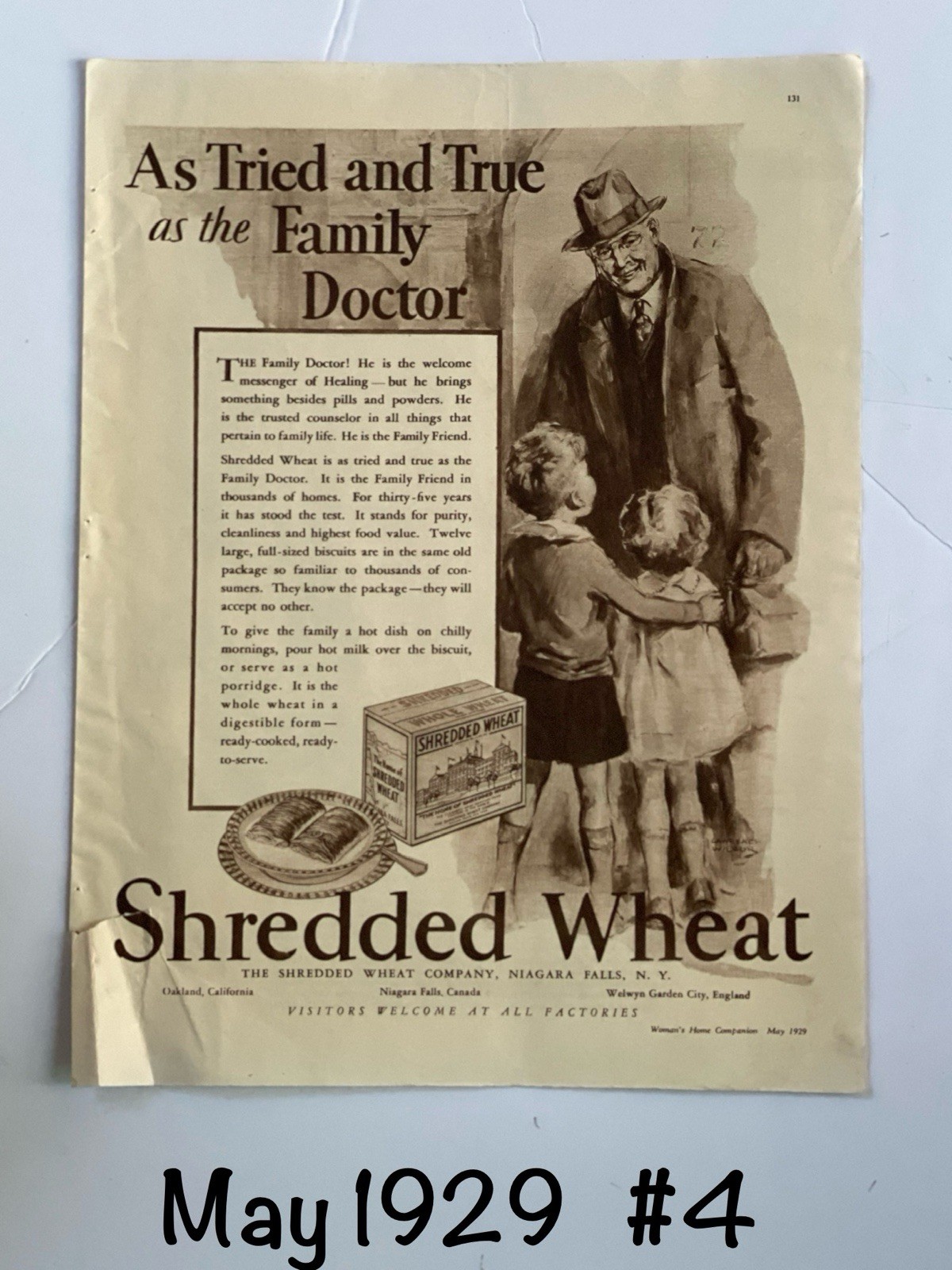 1929 SHREDDED Wheat ORIGINAL Ad FATHER And CHILDREN 12 X 14