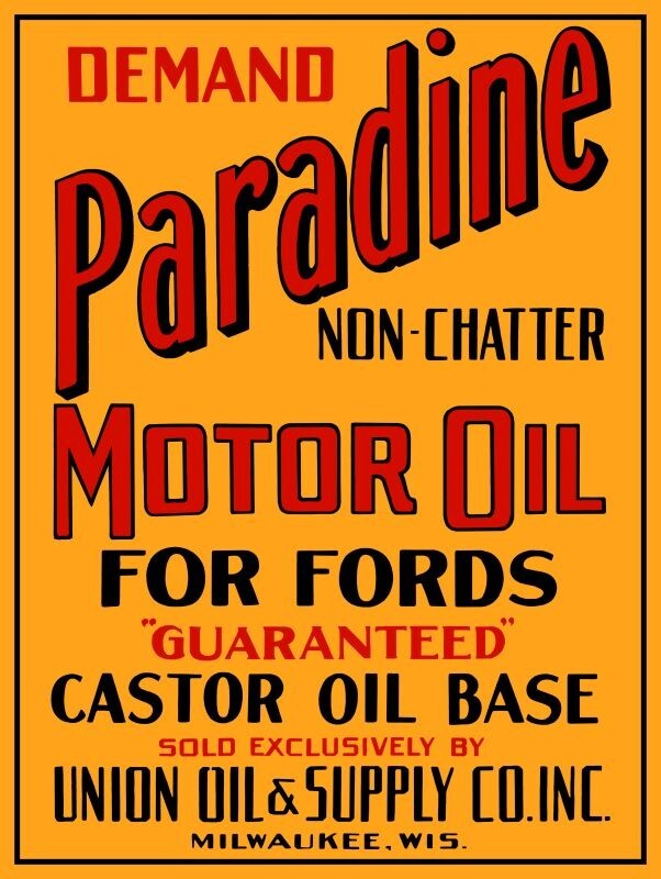 Paradine Motor Oil for Fords, Union Oil & Supply NEW Metal Sign 24x30\