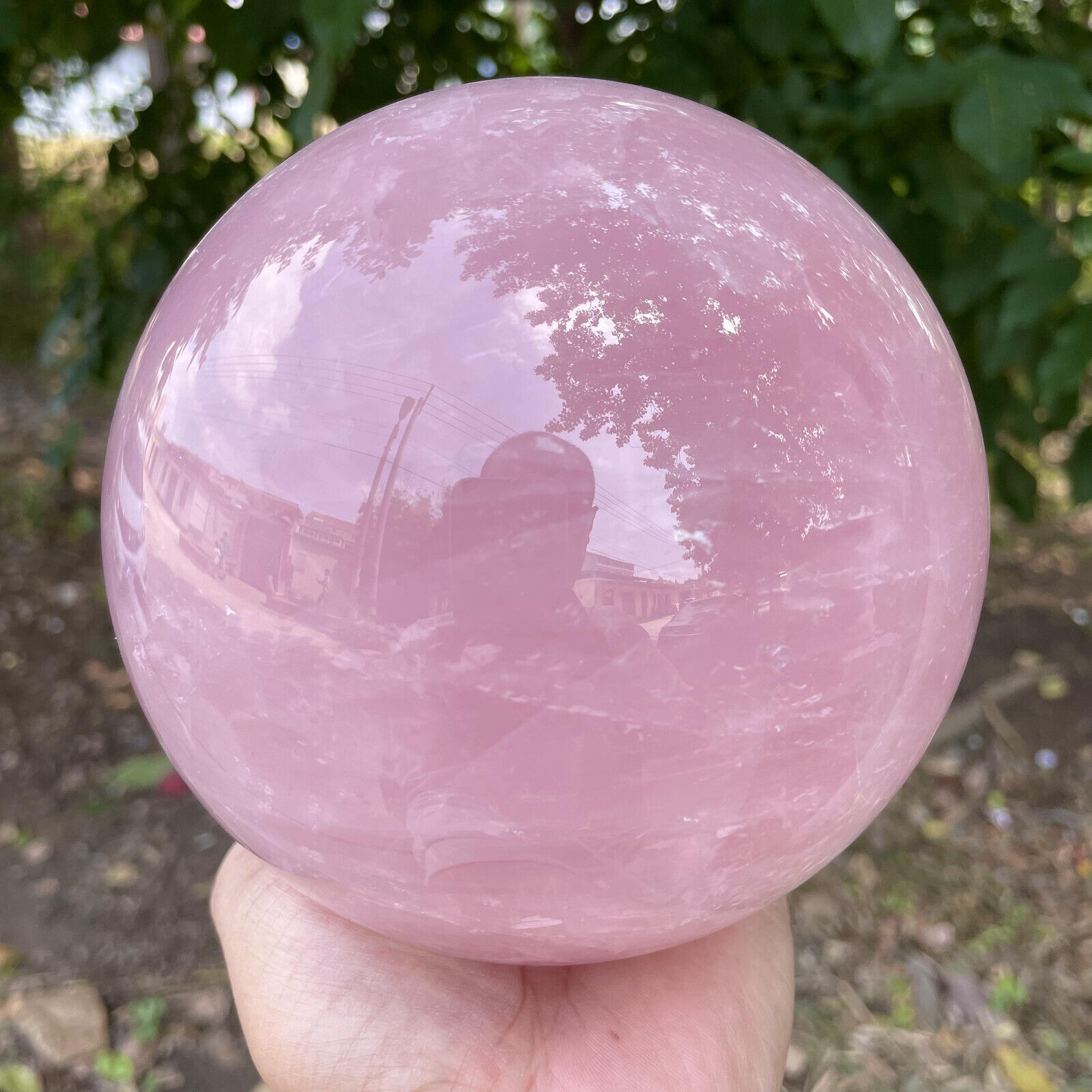 3660g Natural Hot Pink Rose Quartz Sphere Crystal Ball Reiki Healing