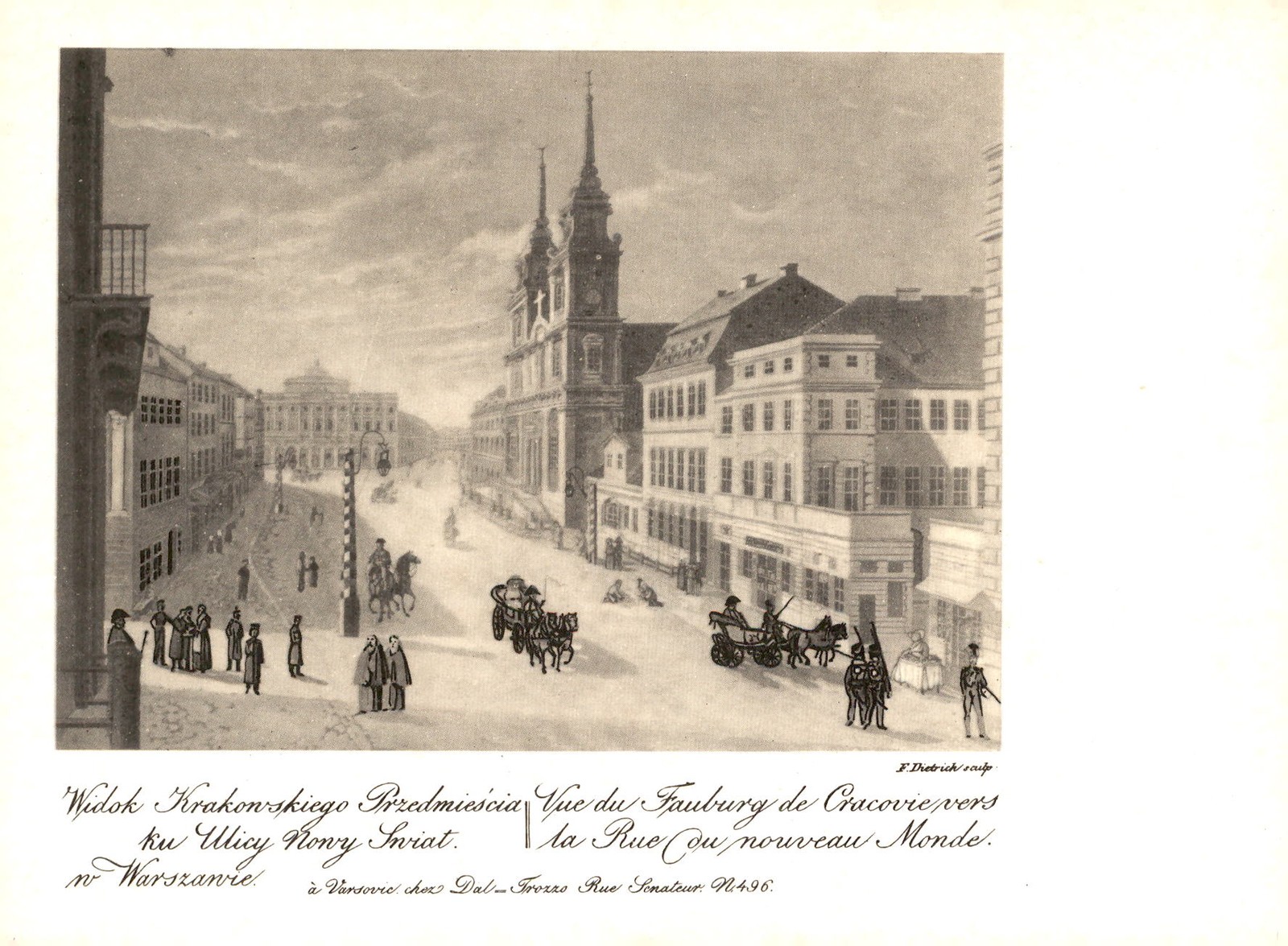 Krakowskie Przedmieście and Nowy Świat, Warsaw Postcard