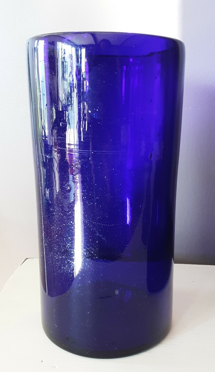 Antique Cobalt Blue Cylindrical Glass VASE 12\